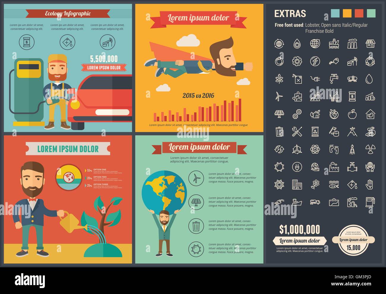 Ecology flat design Infographic Template Stock Vector Image & Art - Alamy