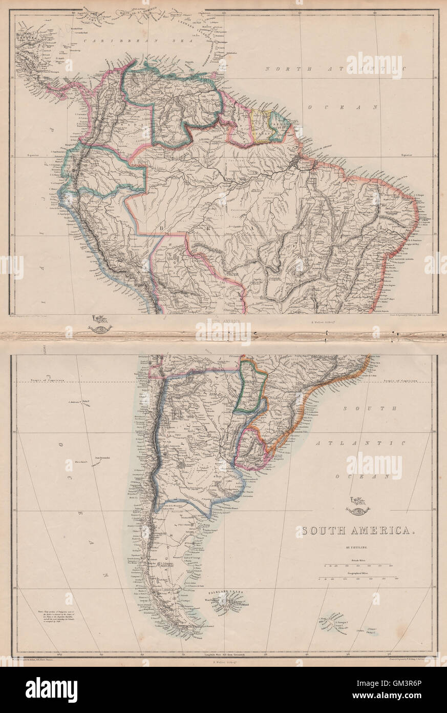 'South America'. La Plata Bolivia w/ littoral New Granada. ETTLING, 1863 map Stock Photo