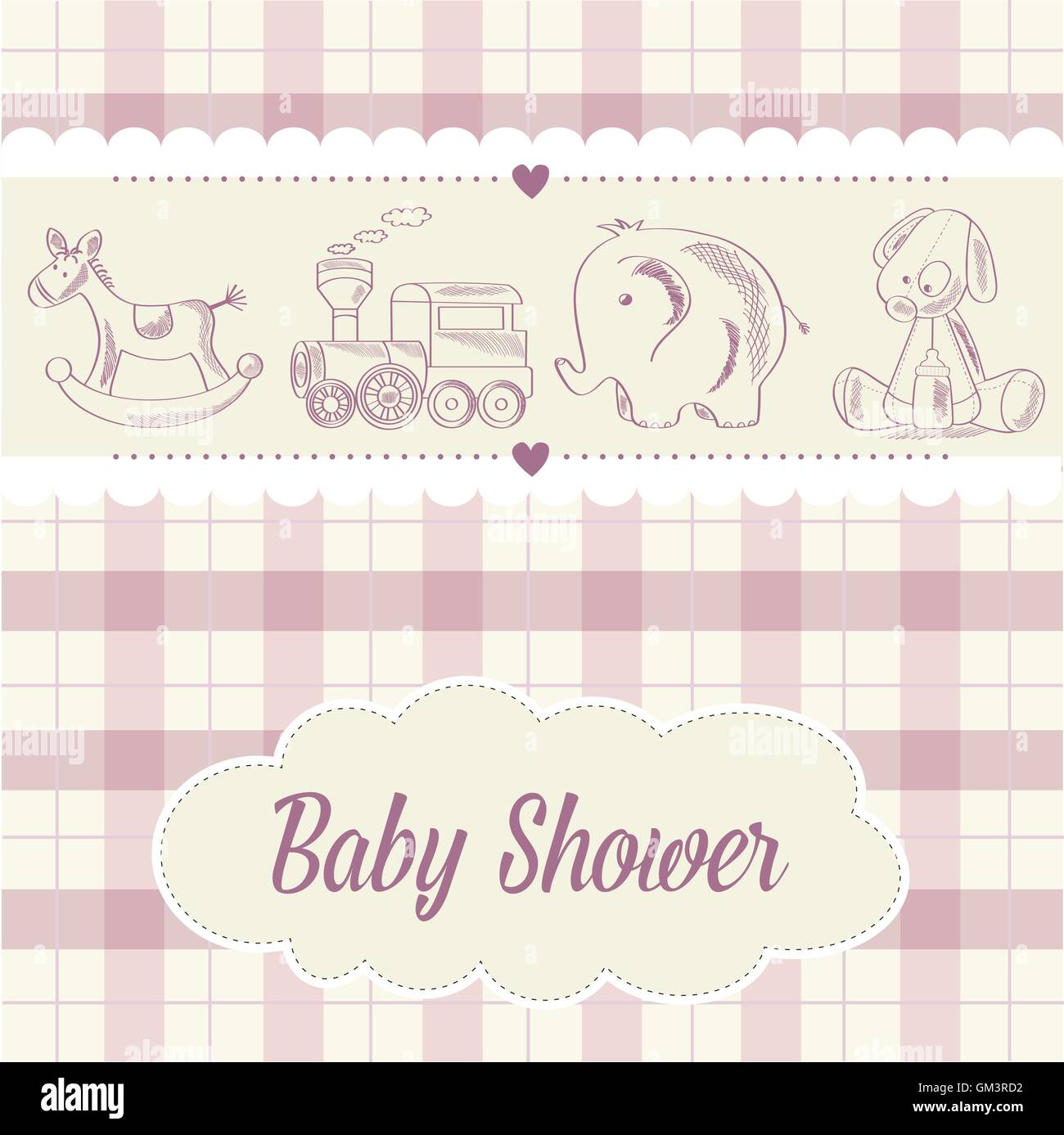 baby girl shower card with retro toys Stock Vector Image & Art - Alamy