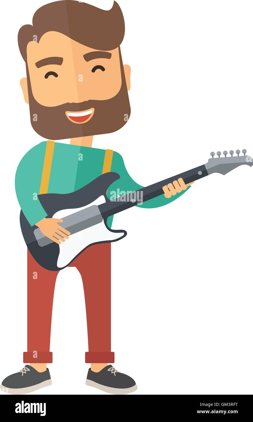 Musician is playing electrical guitar Stock Vector