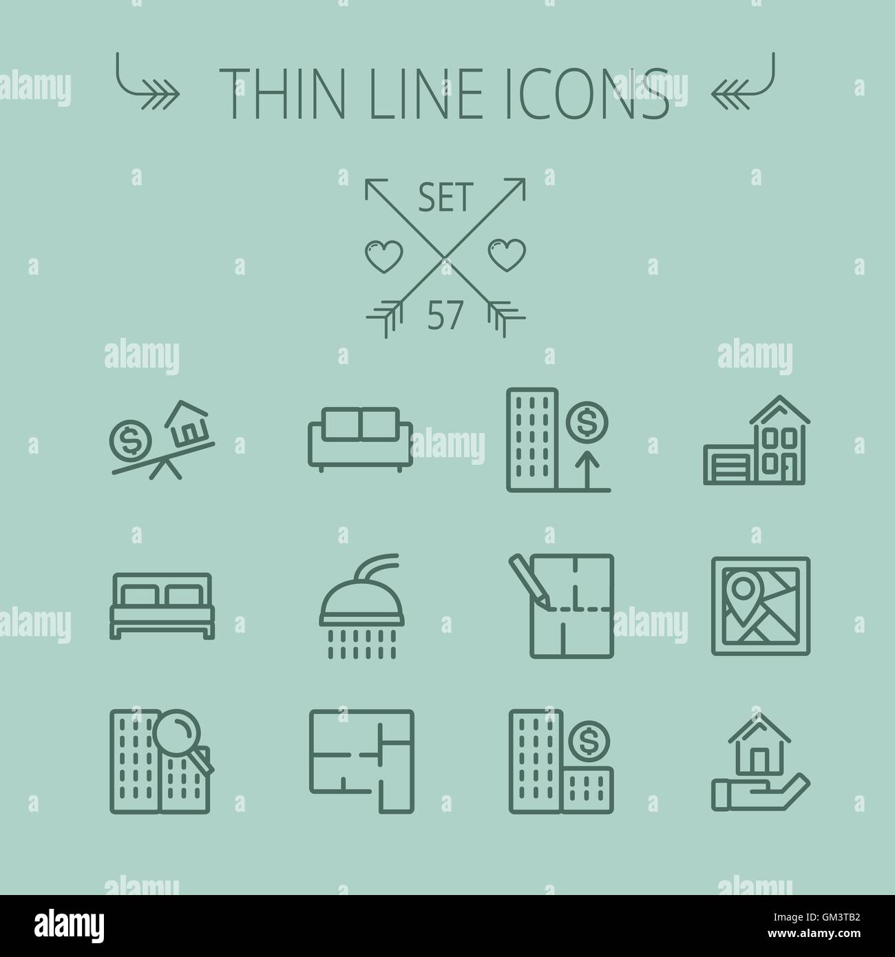 Real Estate thin line icon set Stock Vector Image & Art - Alamy