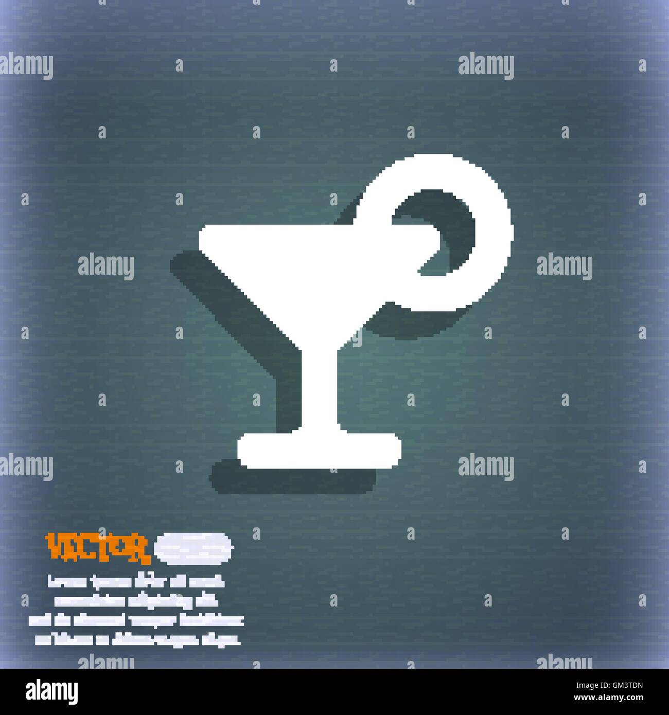 Drink, cocktail with a lemon icon symbol on the blue-green abstract ...