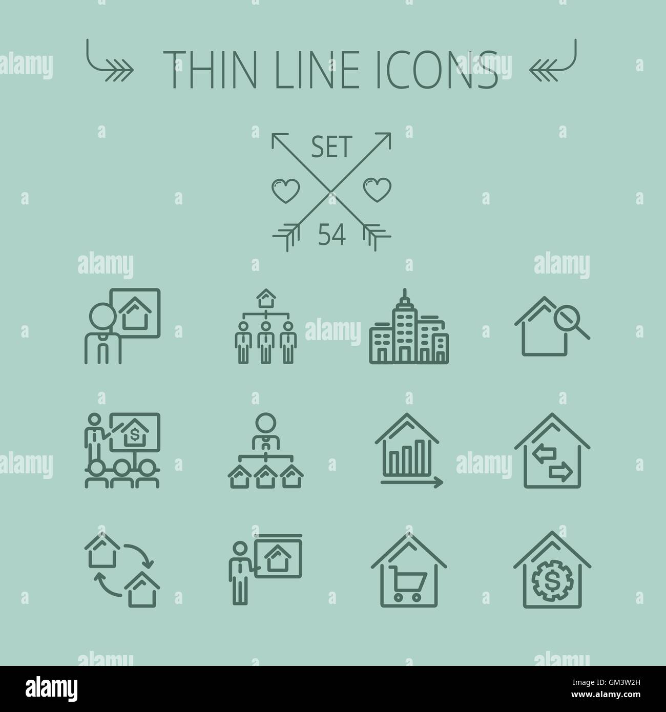 Real Estate thin line icon set Stock Vector Image & Art - Alamy