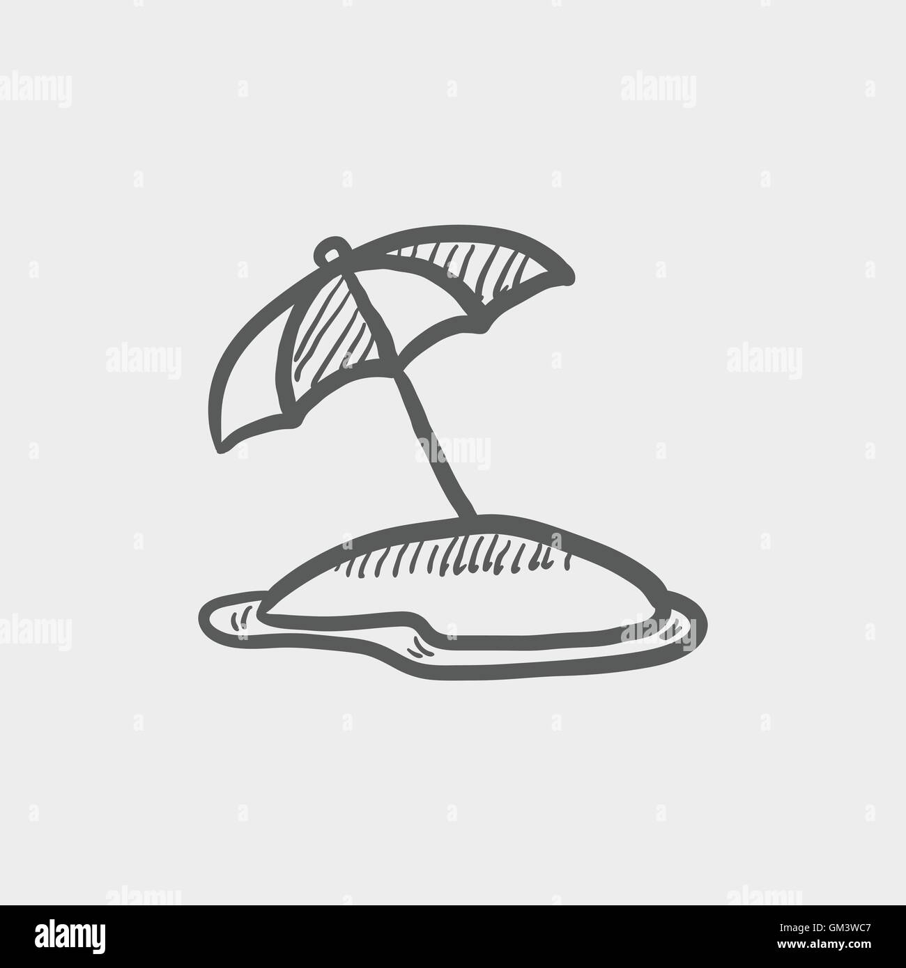 Beach umbrella sketch icon Stock Vector