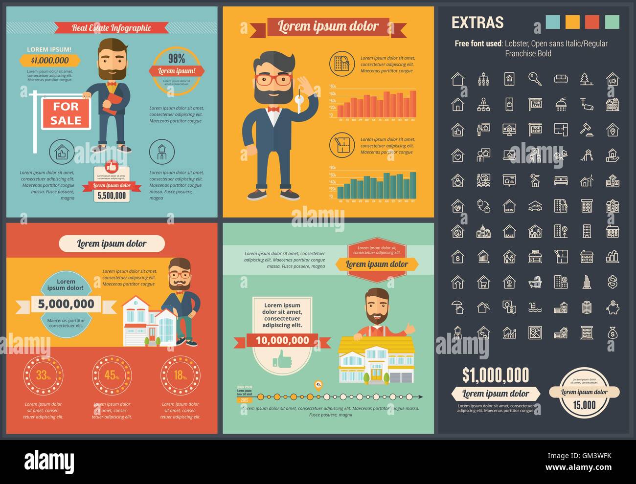 Real Estate flat design Infographic Template Stock Vector Image & Art ...