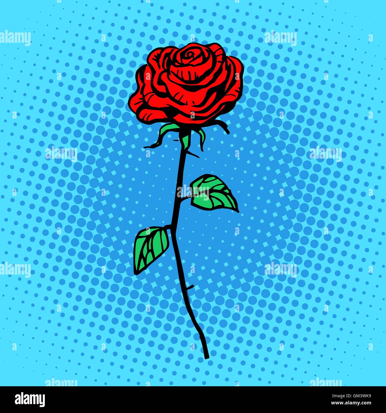 Flower red rose stem with thorns Stock Vector