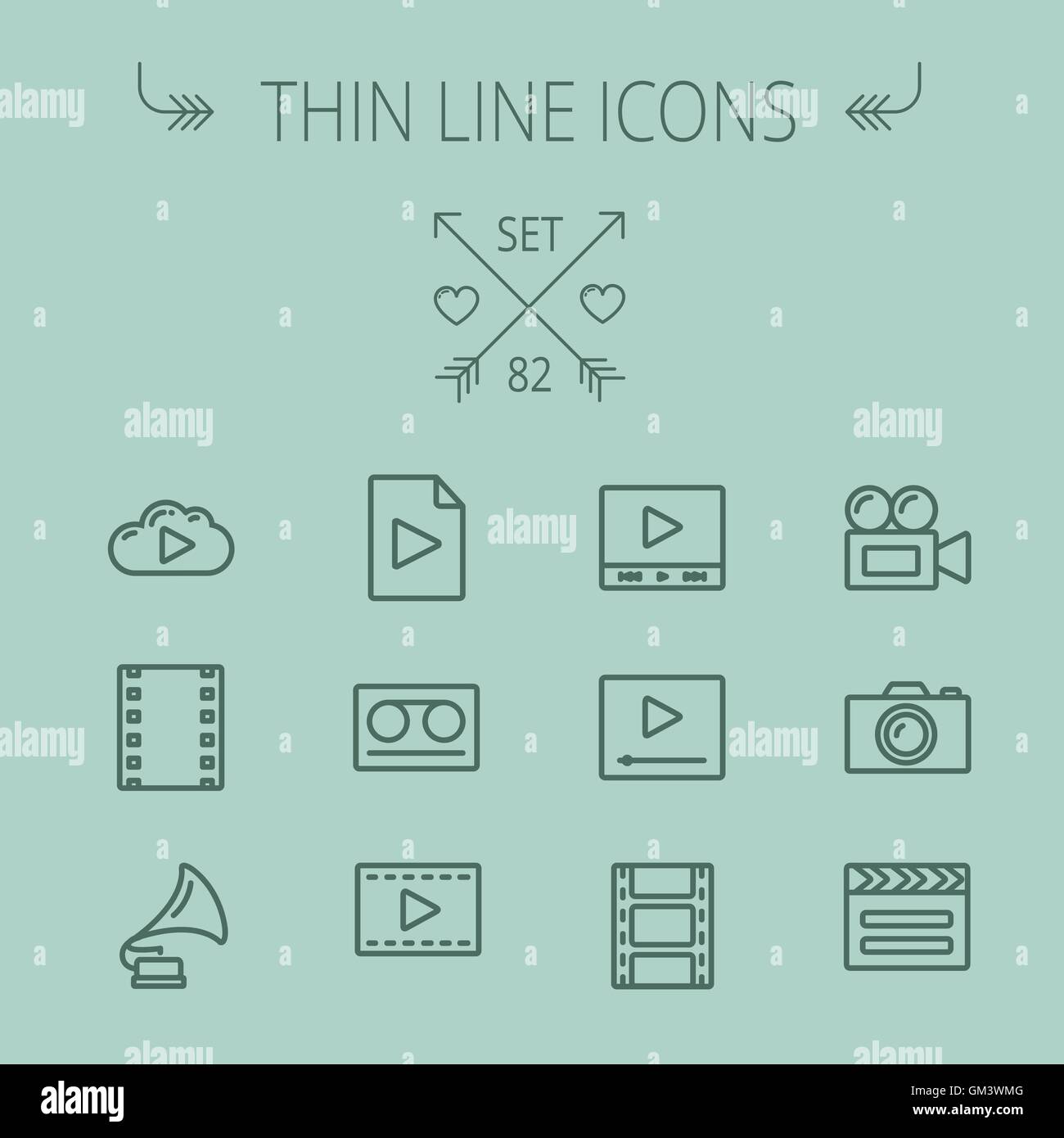 Mutimedia thin line icon set Stock Vector Image & Art - Alamy