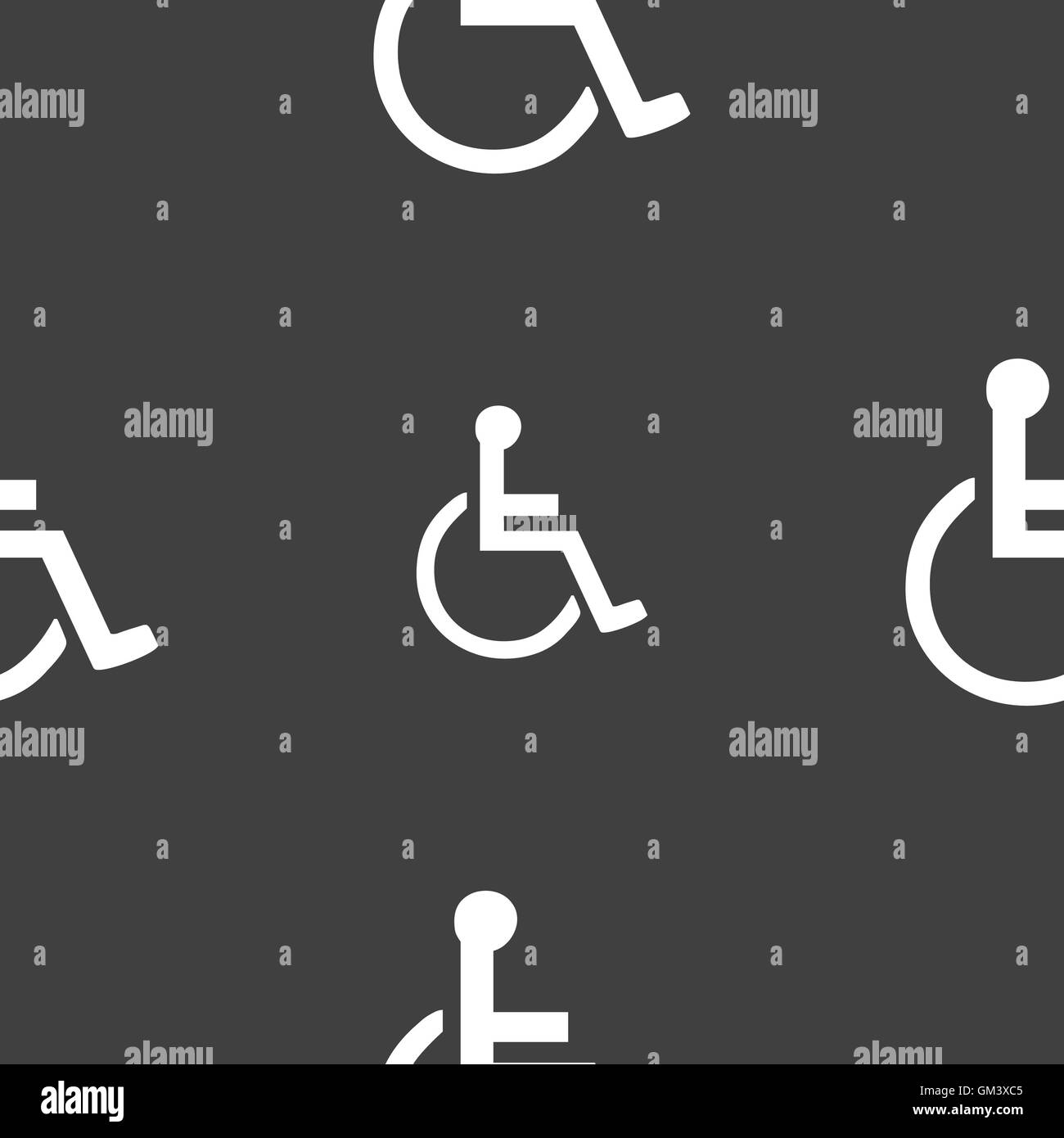 disabled icon sign. Seamless pattern on a gray background. Vector Stock ...