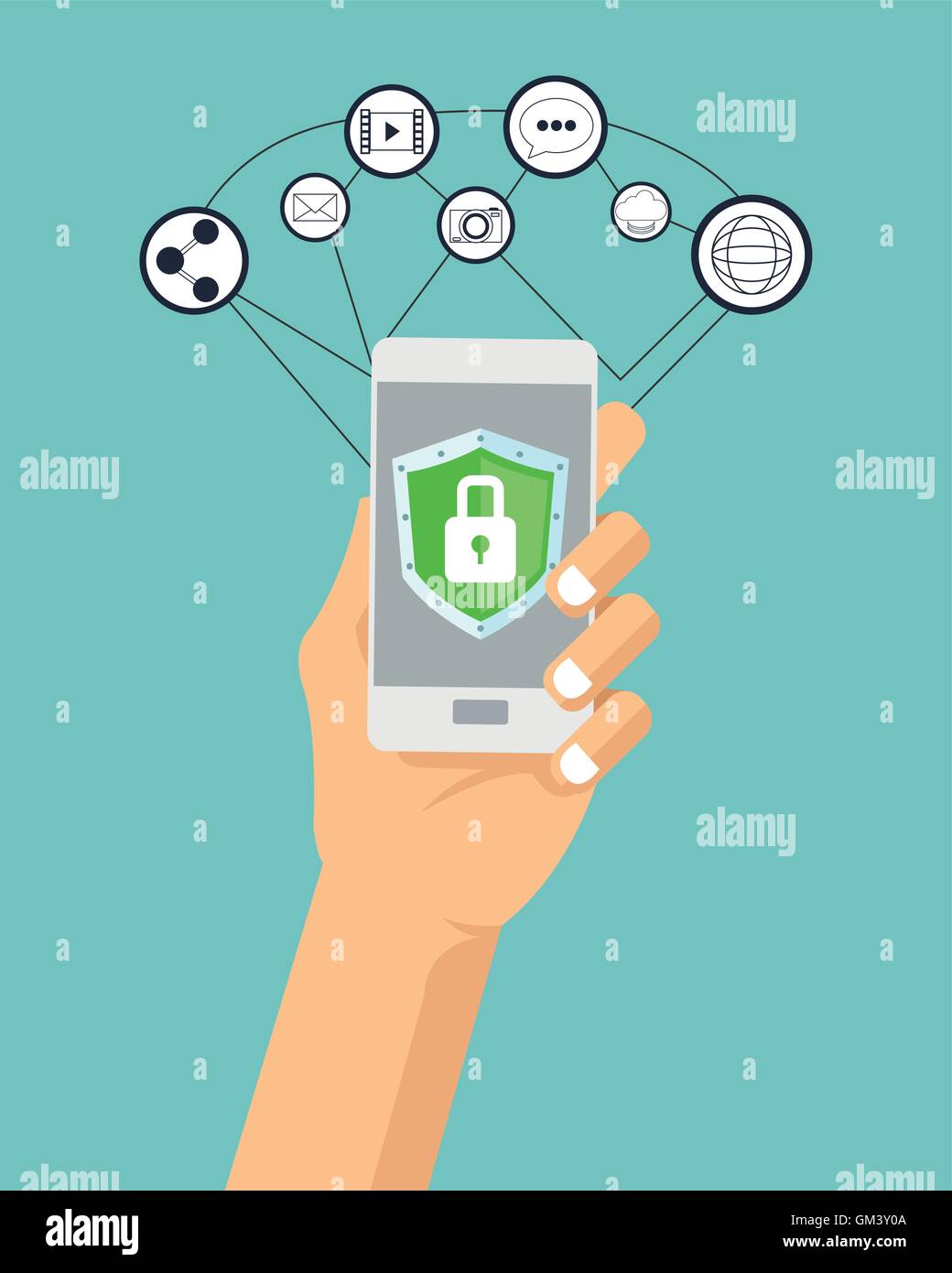 padlock smartphone cyber security system design Stock Vector Image ...