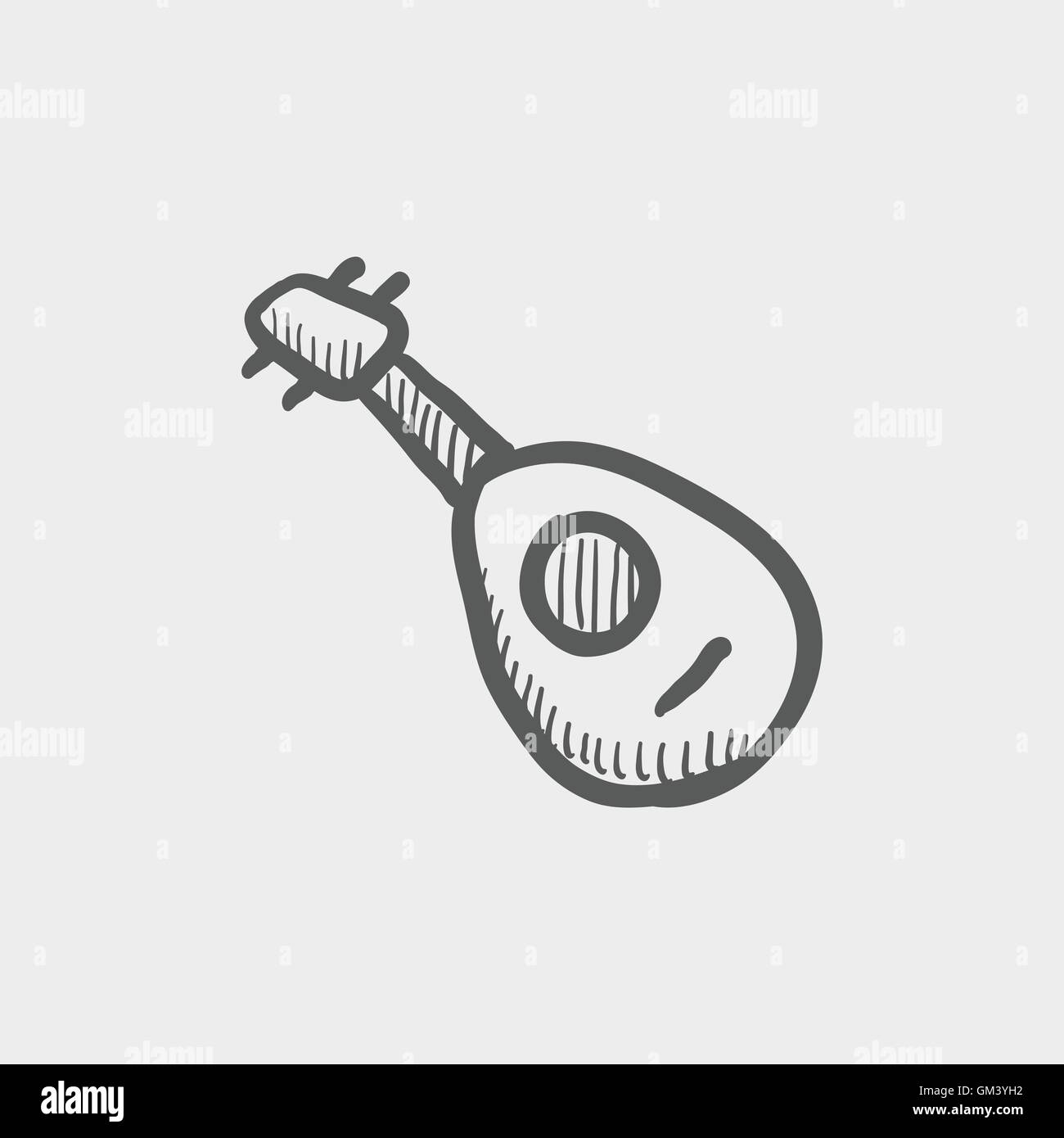 Mandolin guitar sketch icon Stock Vector