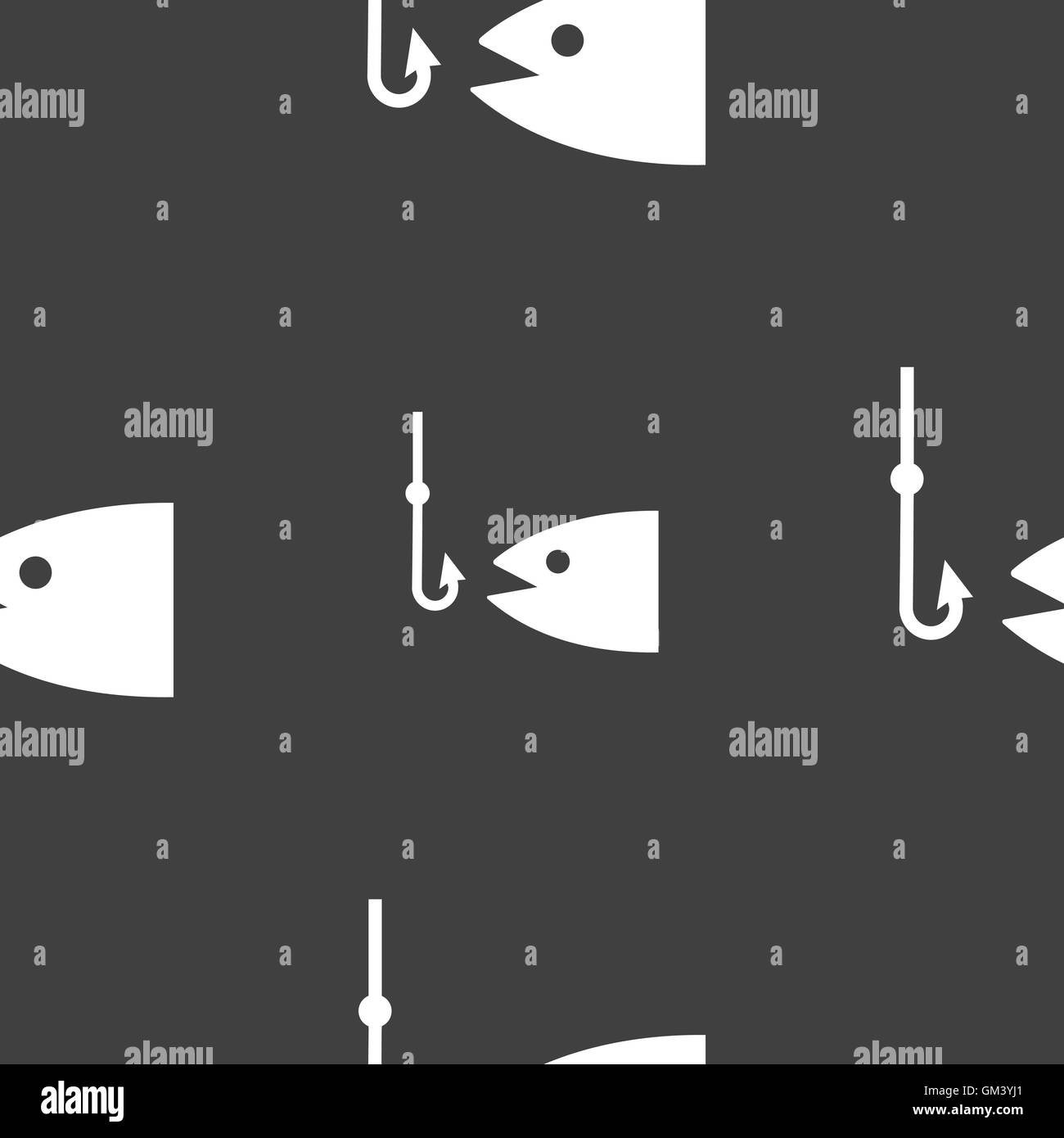 Fishing icon sign. Seamless pattern on a gray background. Vector Stock ...