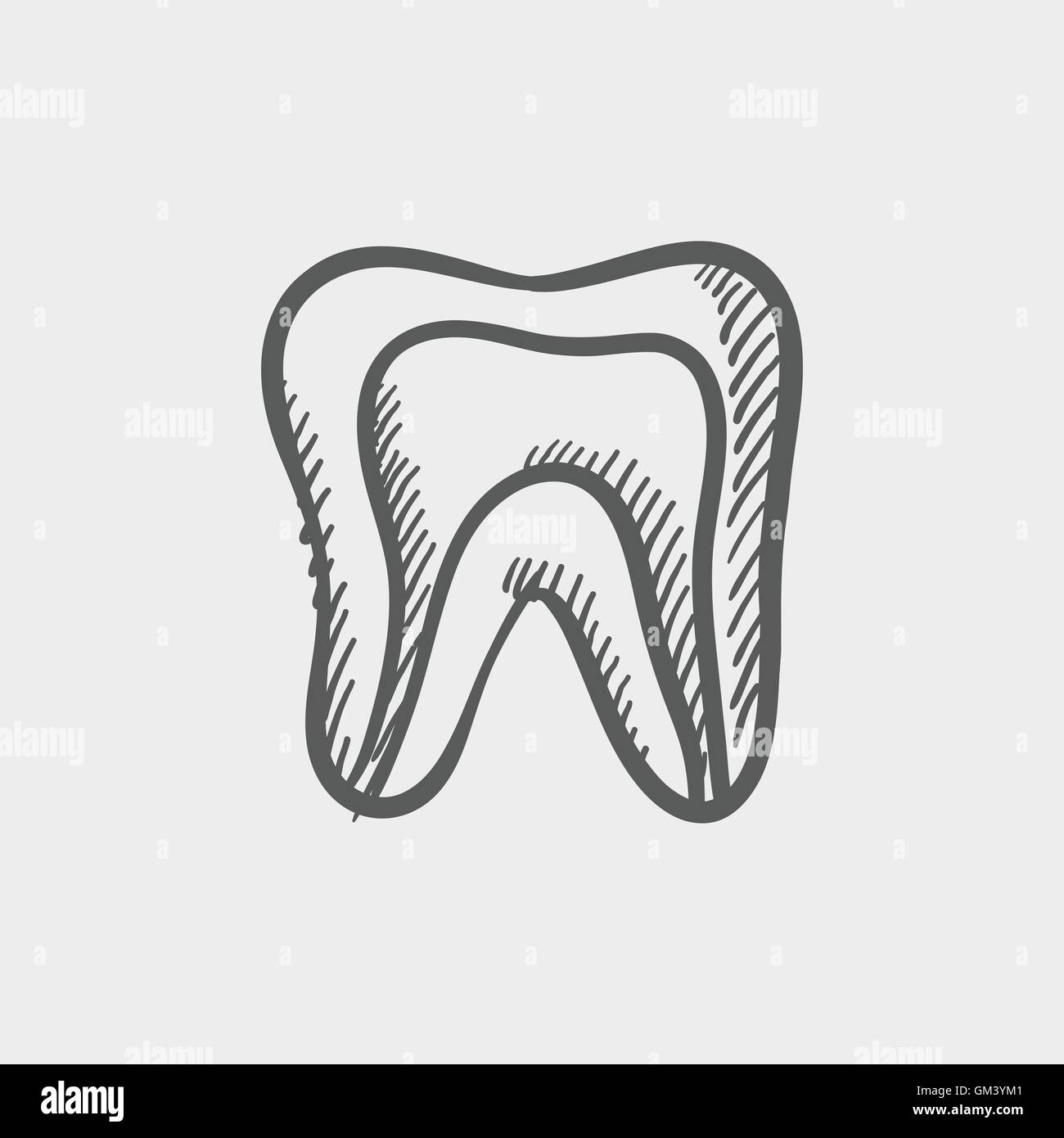 Molar tooth sketch icon Stock Vector