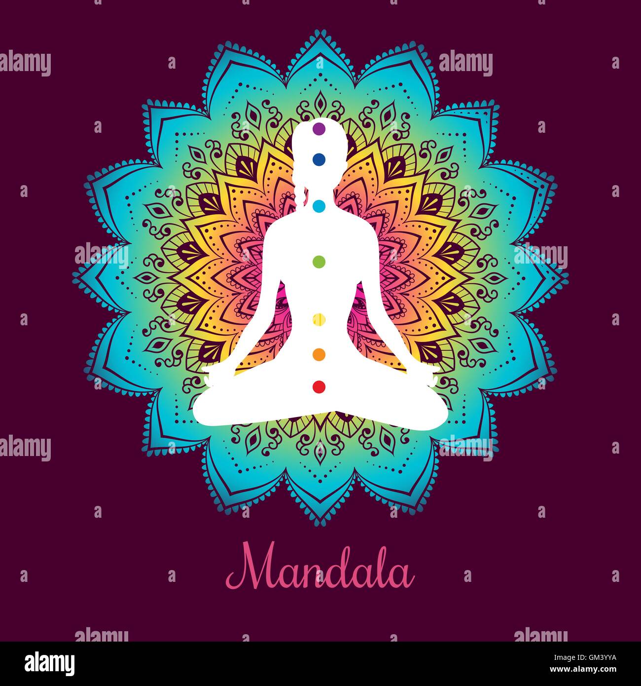 Color chakras with woman Stock Vector