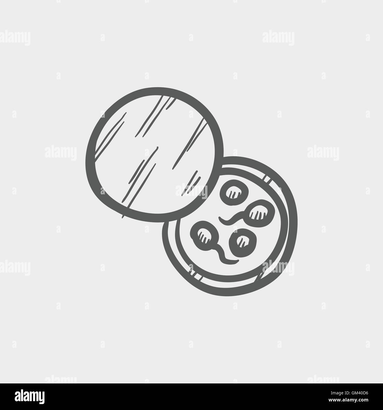 Petri dish with bacteria sketch icon Stock Vector