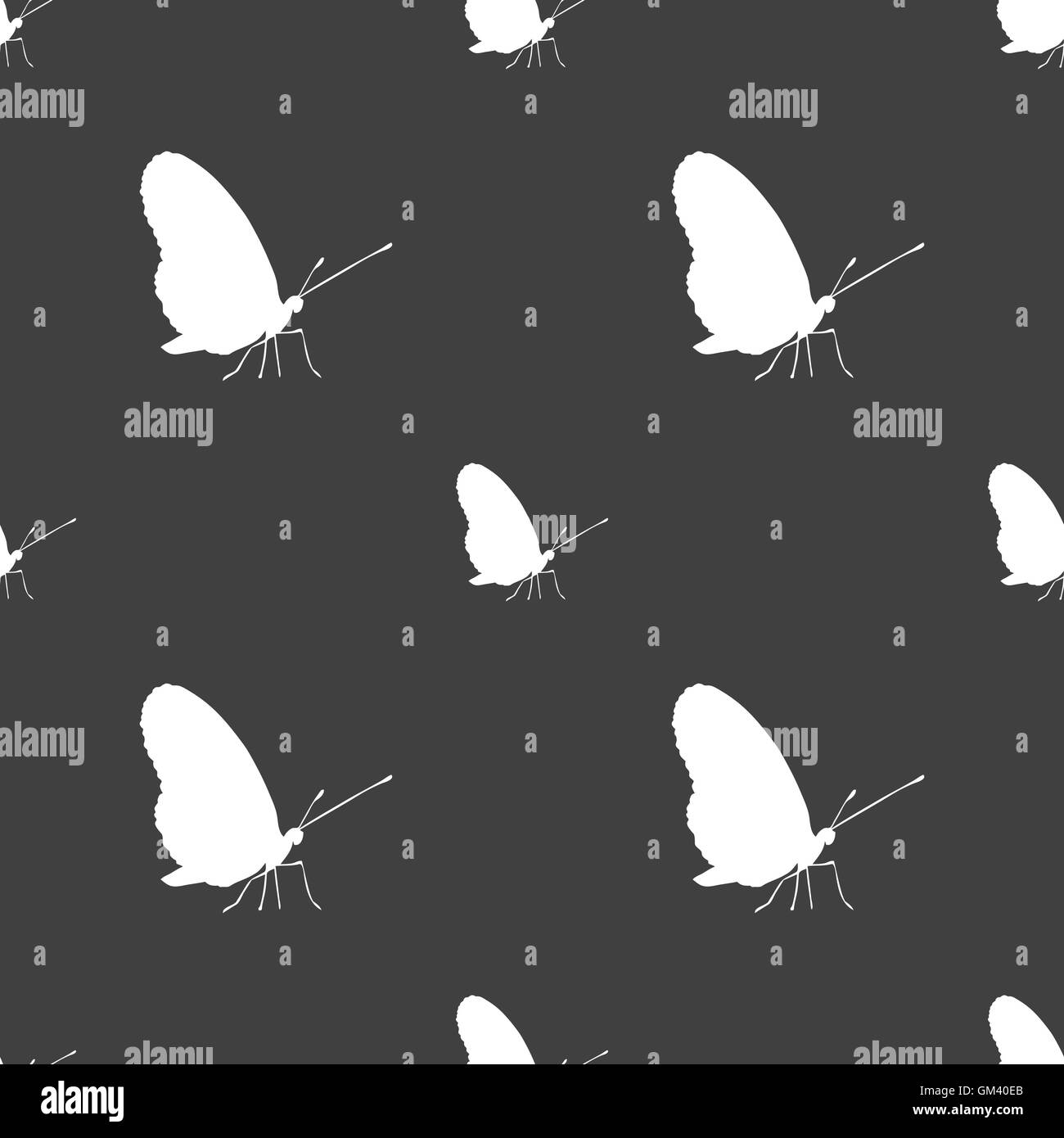 butterfly icon sign. Seamless pattern on a gray background. Vector ...