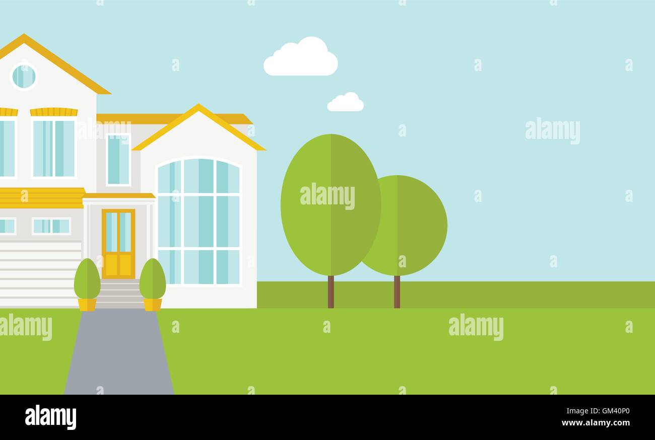 Big house with trees Stock Vector Image & Art - Alamy