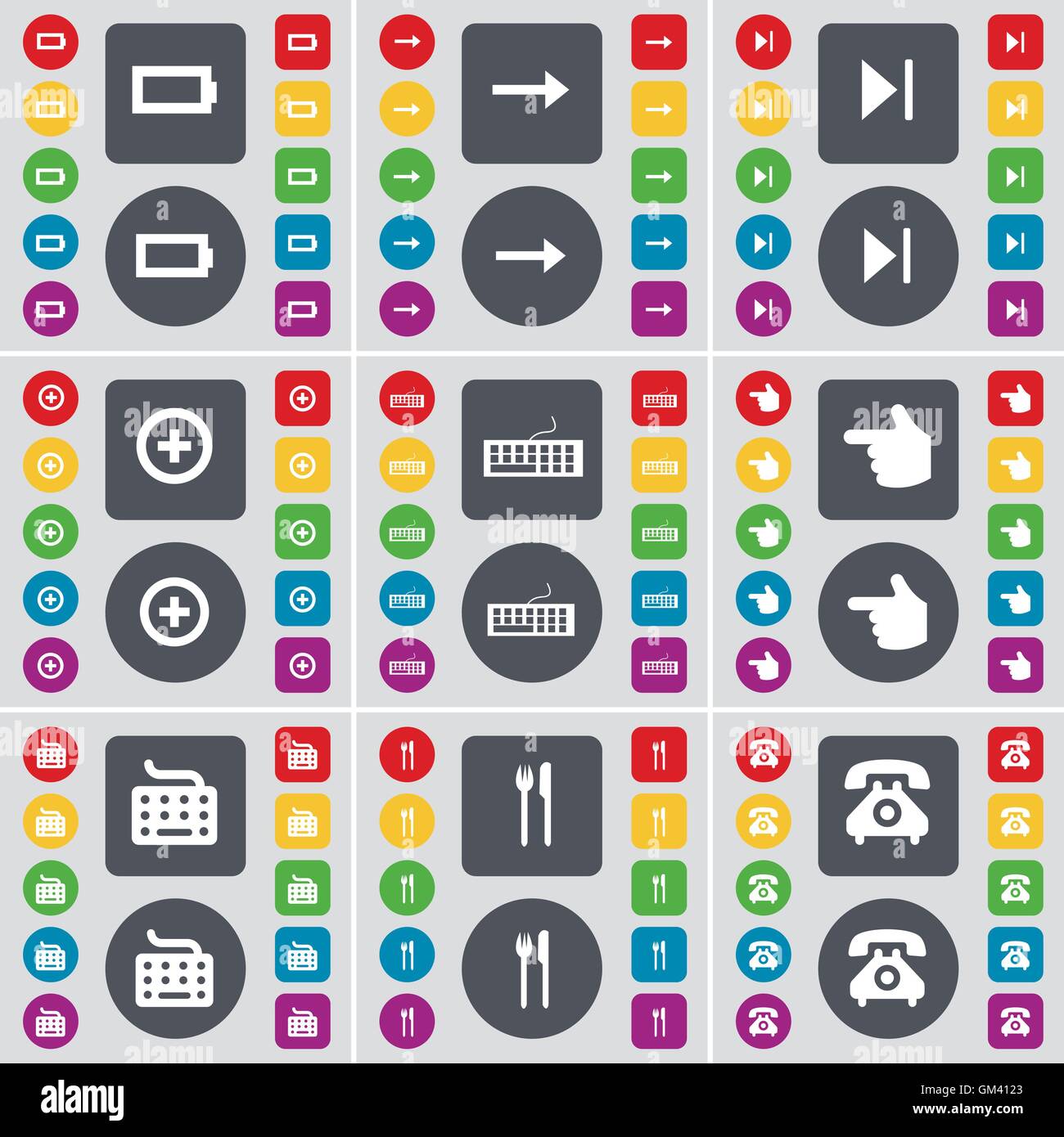 Keyboard Battery Icon Battery, Arrow right, Media skip, Plus, Keyboard, Hand, Keyboard, Fork ...