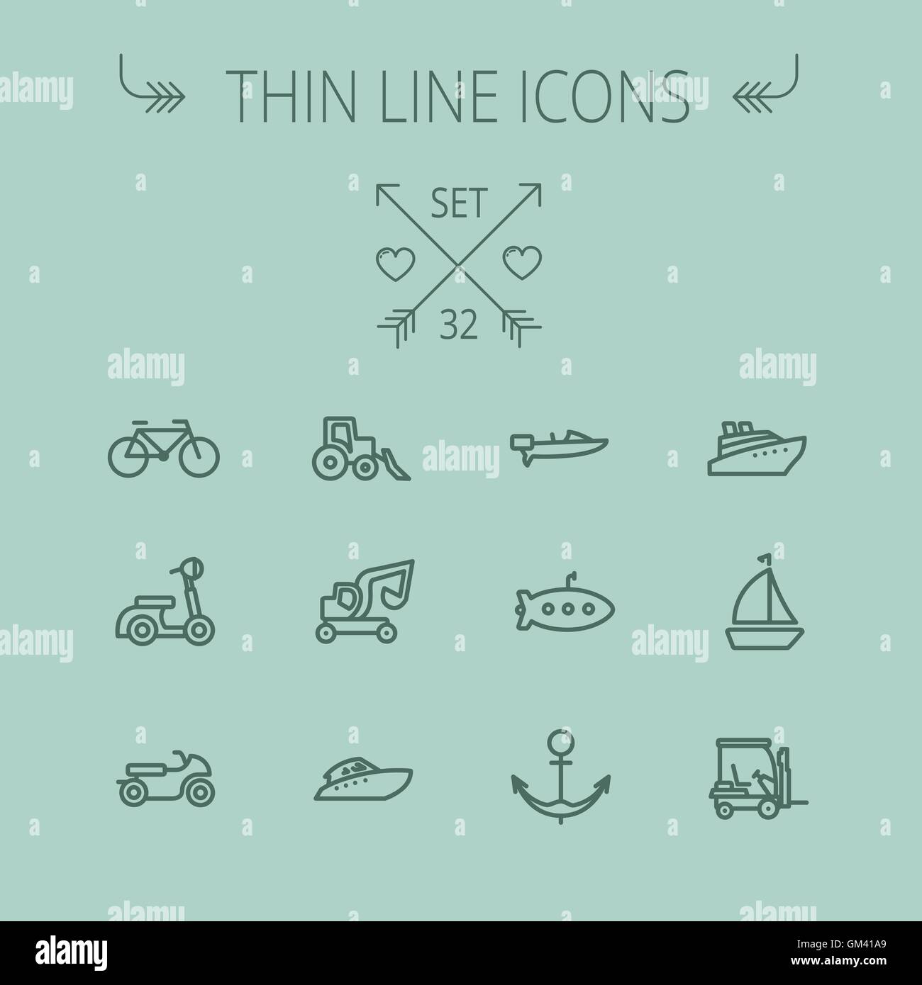 Transportation thin line icon set Stock Vector Image & Art - Alamy