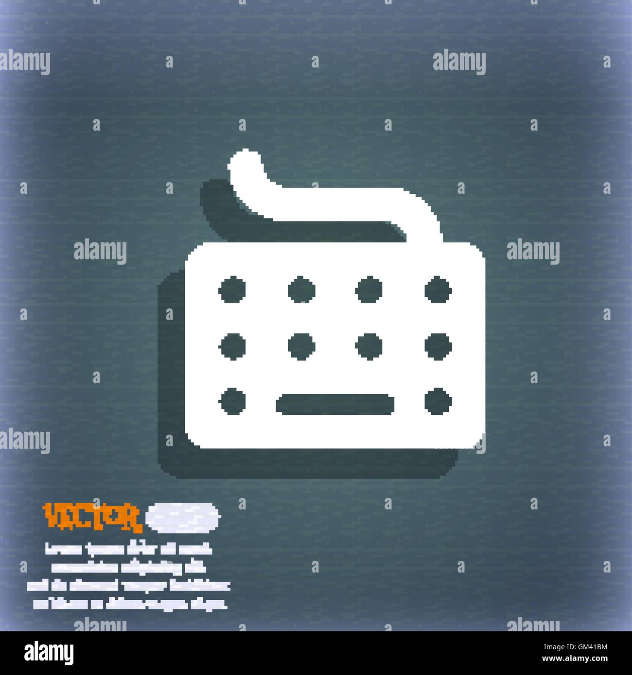 keyboard icon symbol on the blue-green abstract background with shadow ...