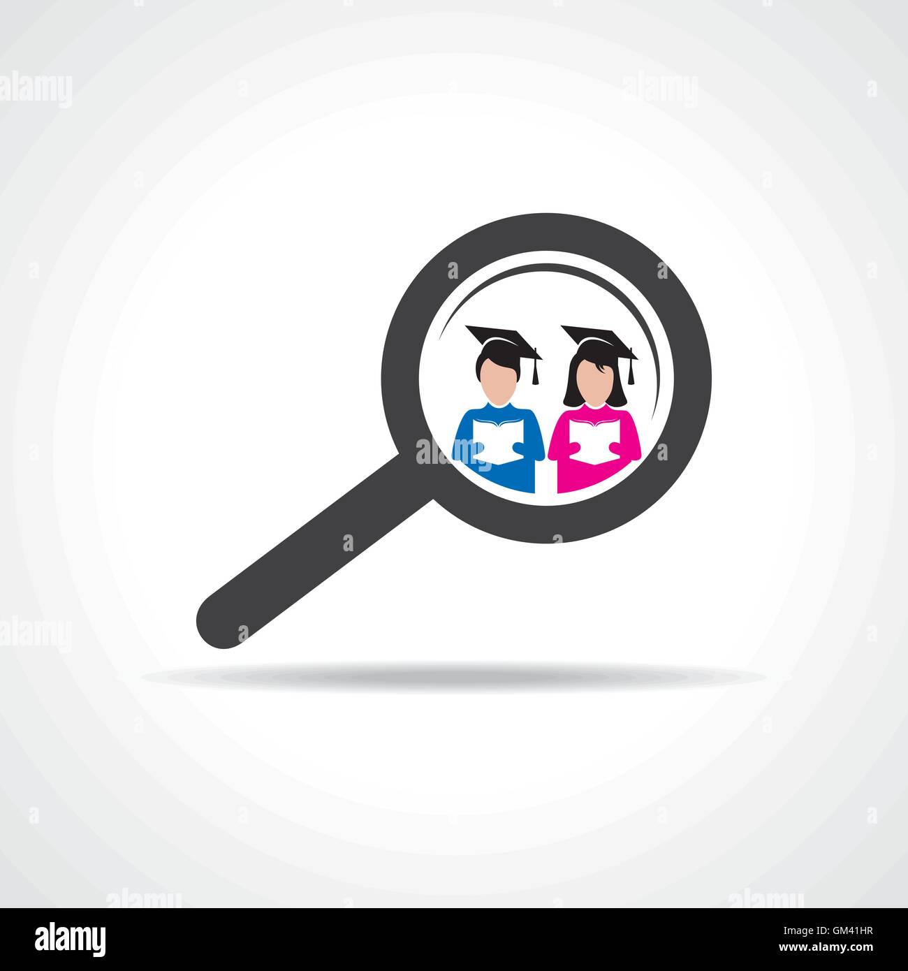 graduate student in a magnifier icon stock vector Stock Vector Image