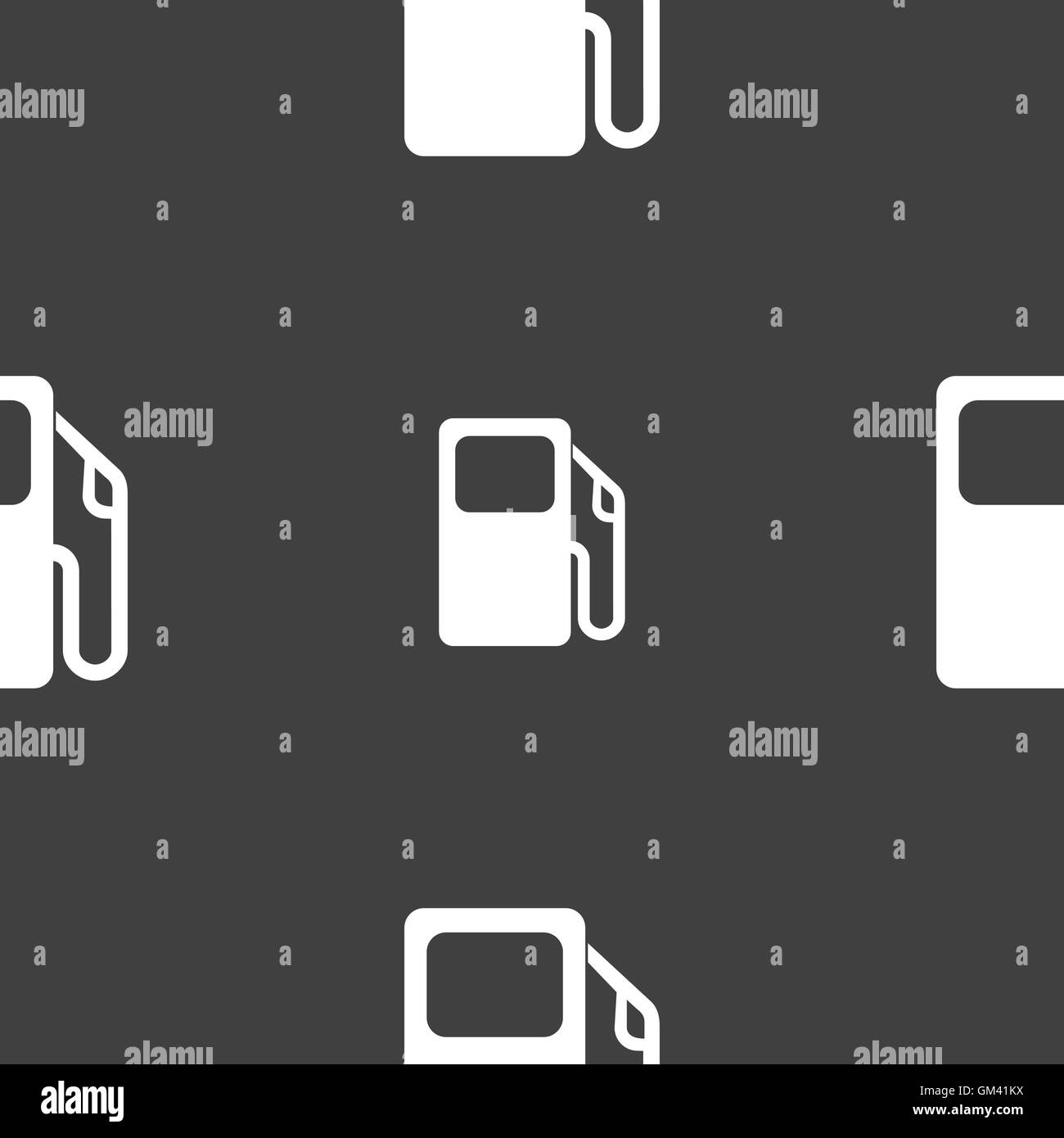 Auto gas station icon sign. Seamless pattern on a gray background. Vector Stock Vector
