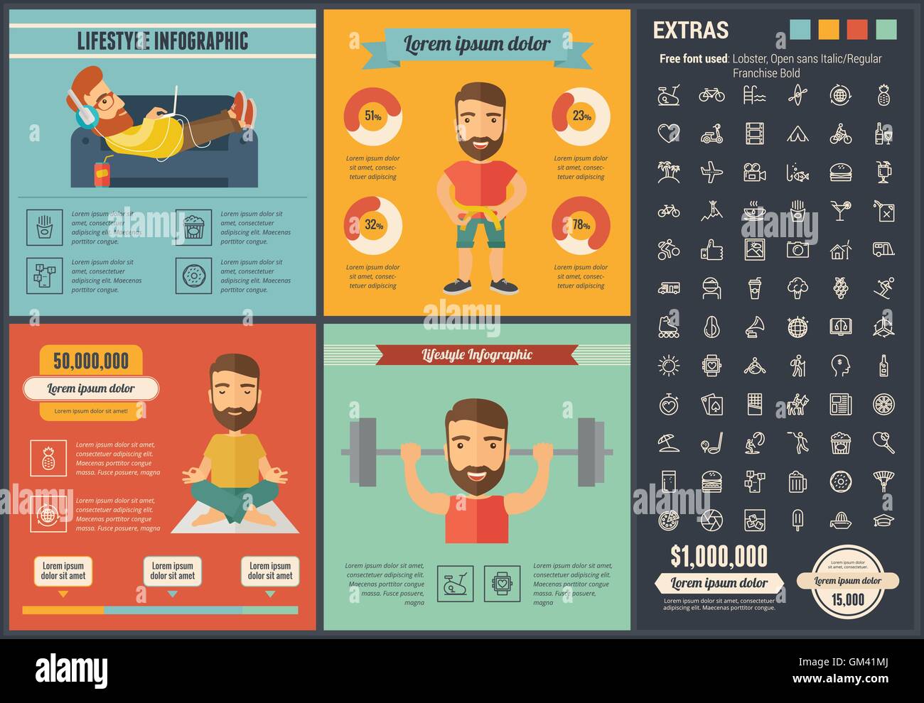 Lifestyle flat design Infographic Template Stock Vector Image & Art - Alamy