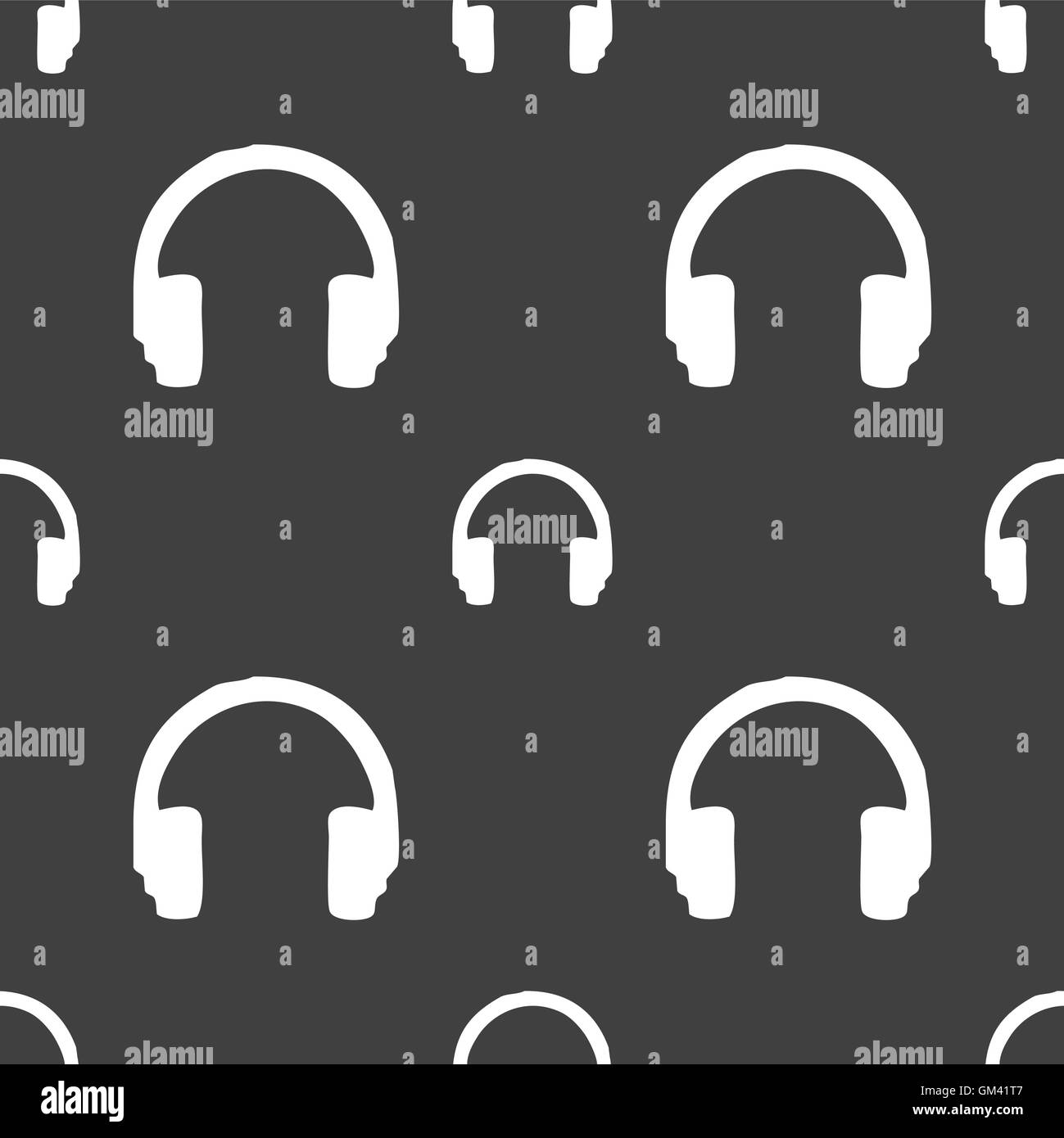 headsets icon sign. Seamless pattern on a gray background. Vector Stock Vector