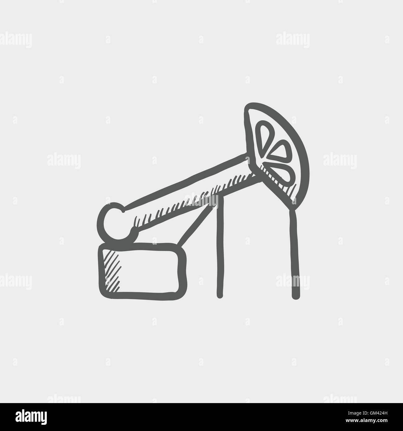 Pump jack oil crane sketch icon Stock Vector