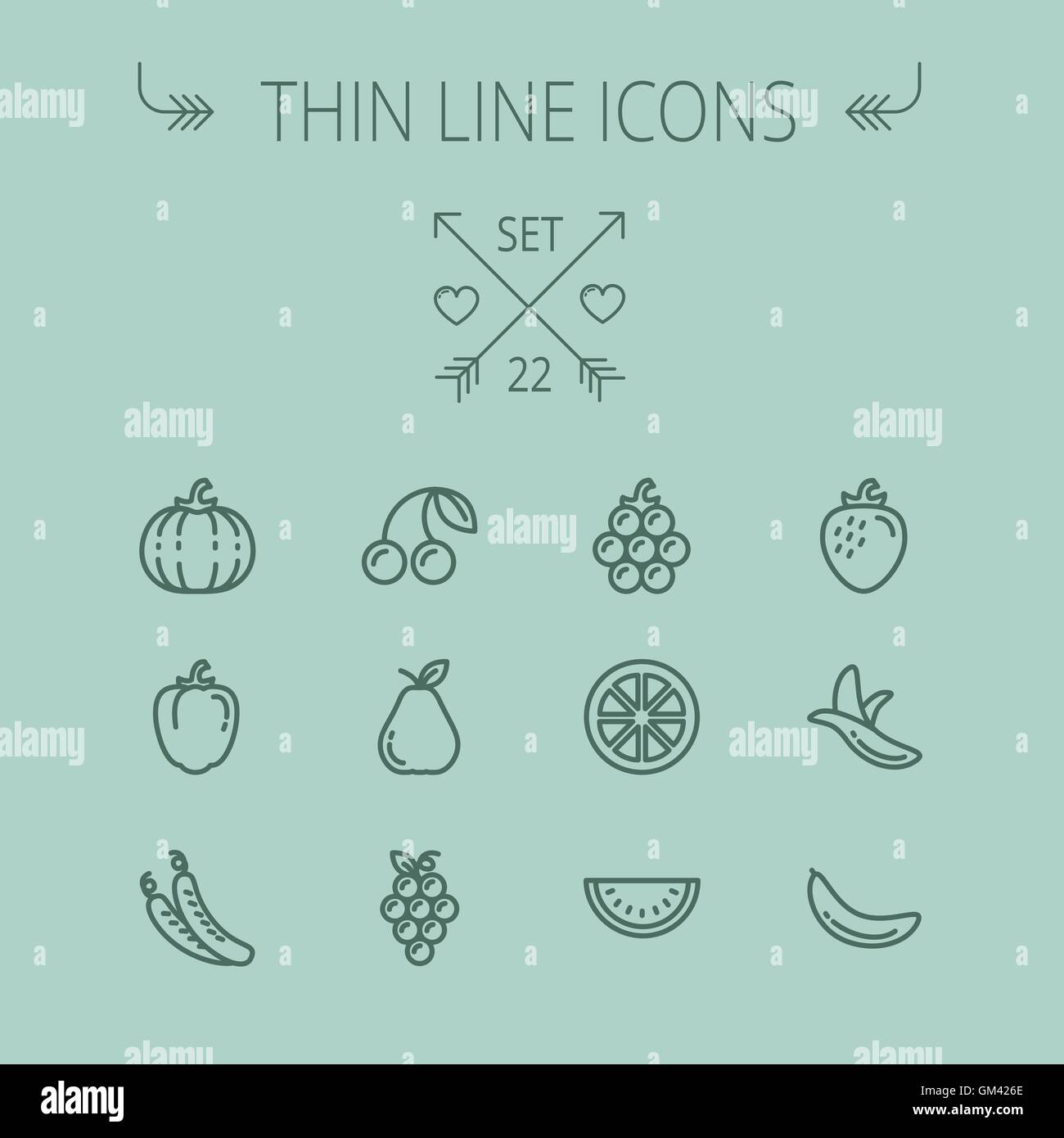 Food thin line icon set Stock Vector Image & Art - Alamy