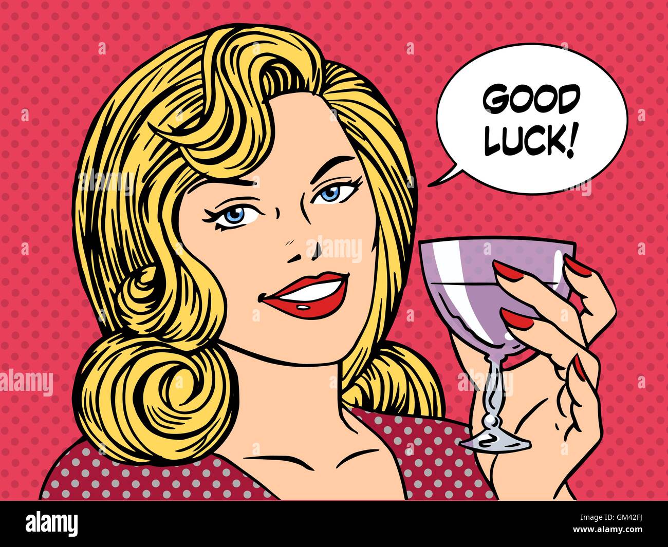 Beautiful woman toast glass wine good luck Stock Vector Image & Art Alamy