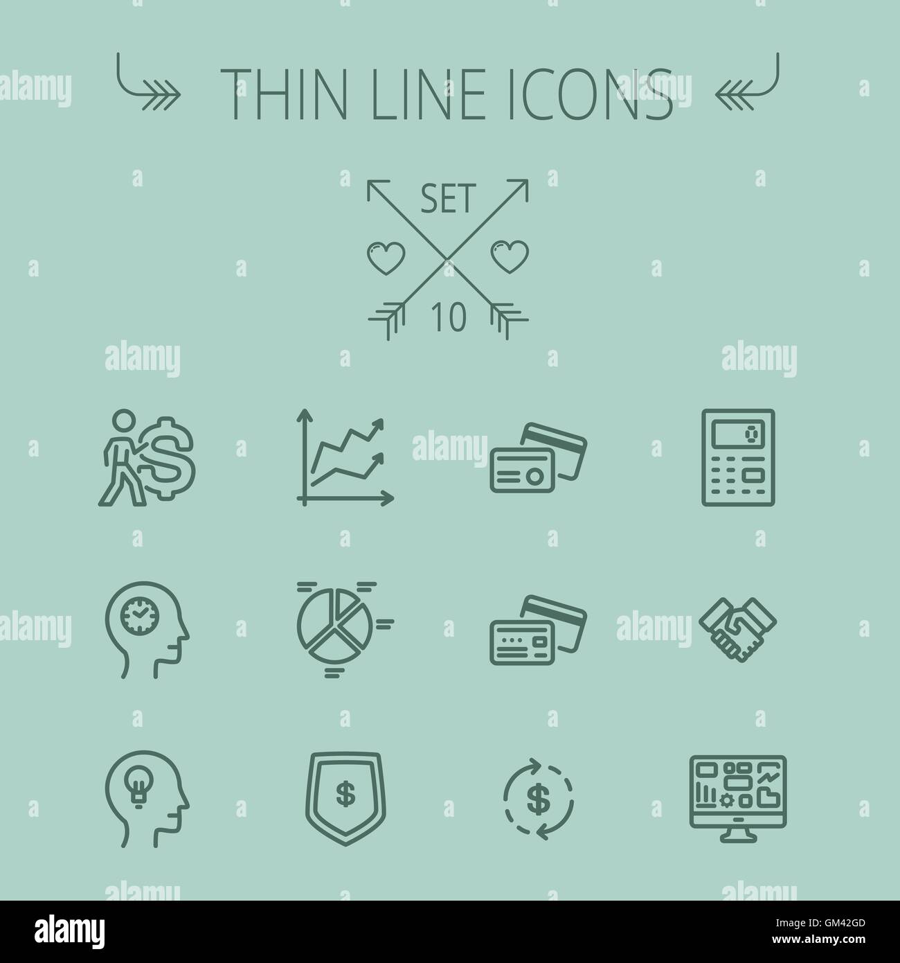 Business thin line icon set Stock Vector