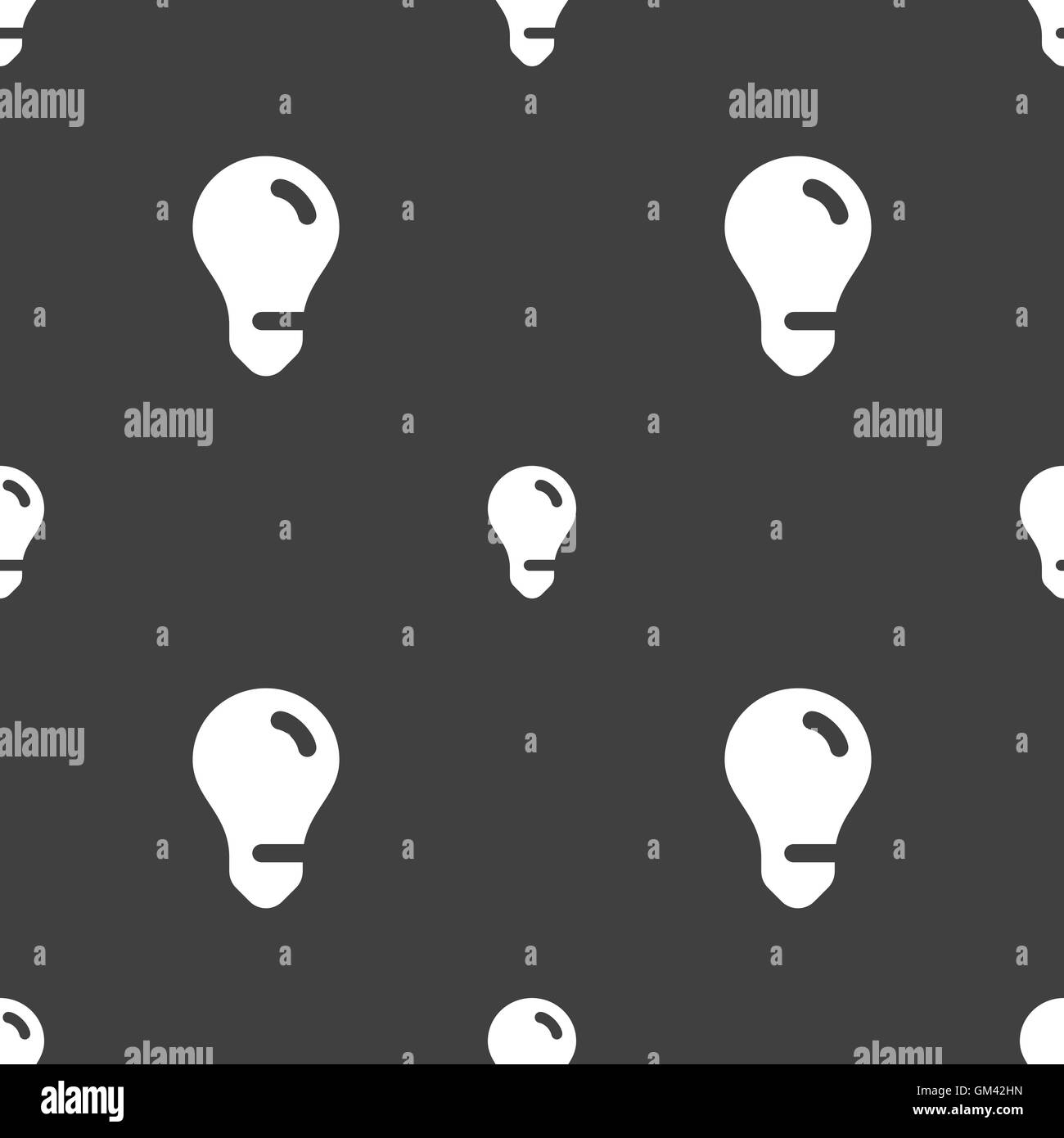 light bulb, idea icon sign. Seamless pattern on a gray background. Vector Stock Vector