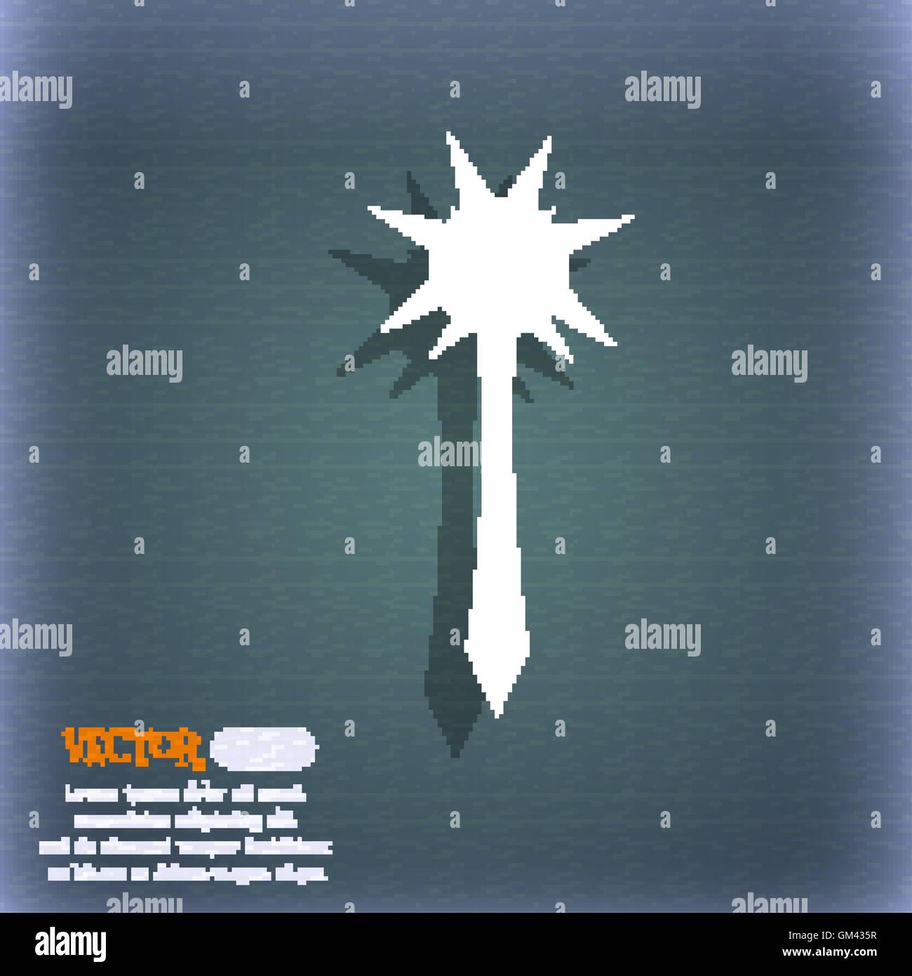 Mace icon symbol on the bluegreen abstract background with shadow and