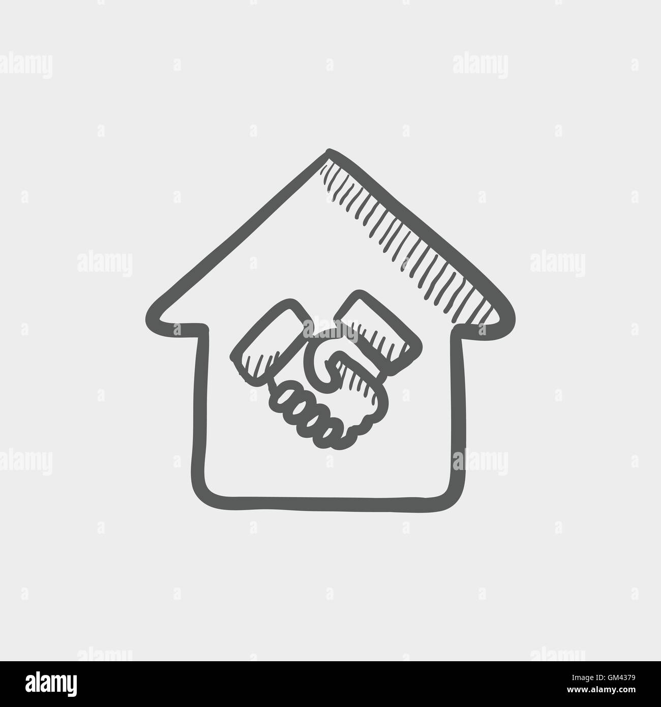 Successful housing transaction sketch icon Stock Vector