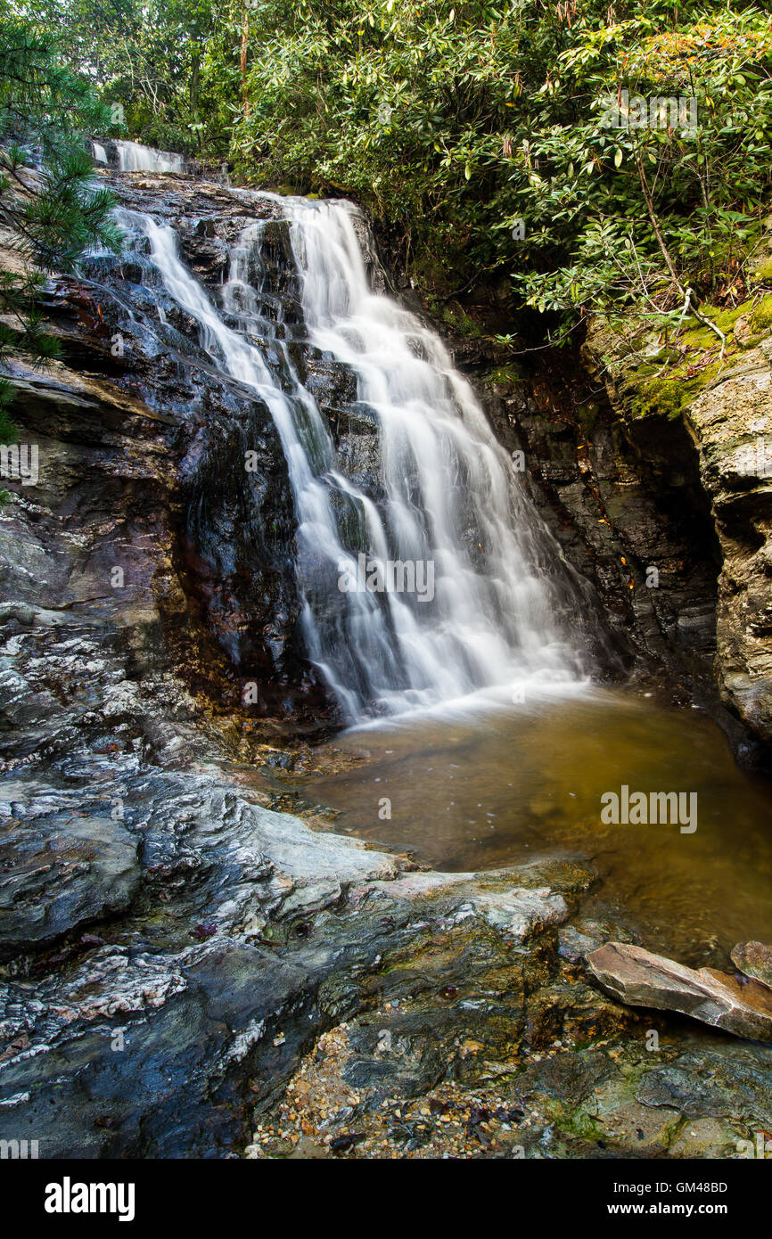 Upper cascade at Hanging Rock State Park, NC Stock Photo