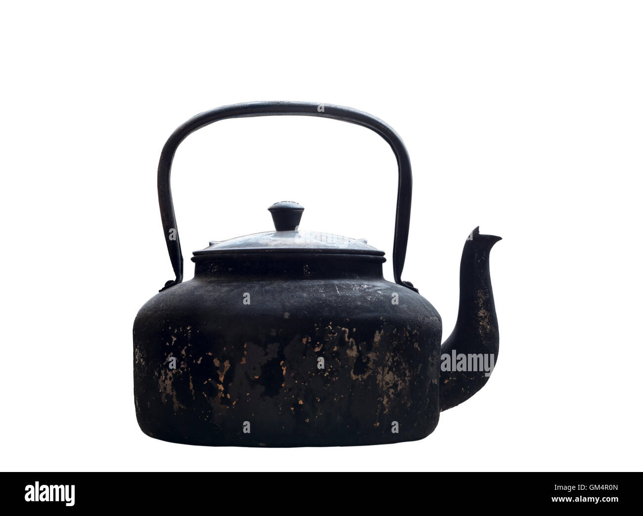 old aluminium kettle on white background Stock Photo Alamy