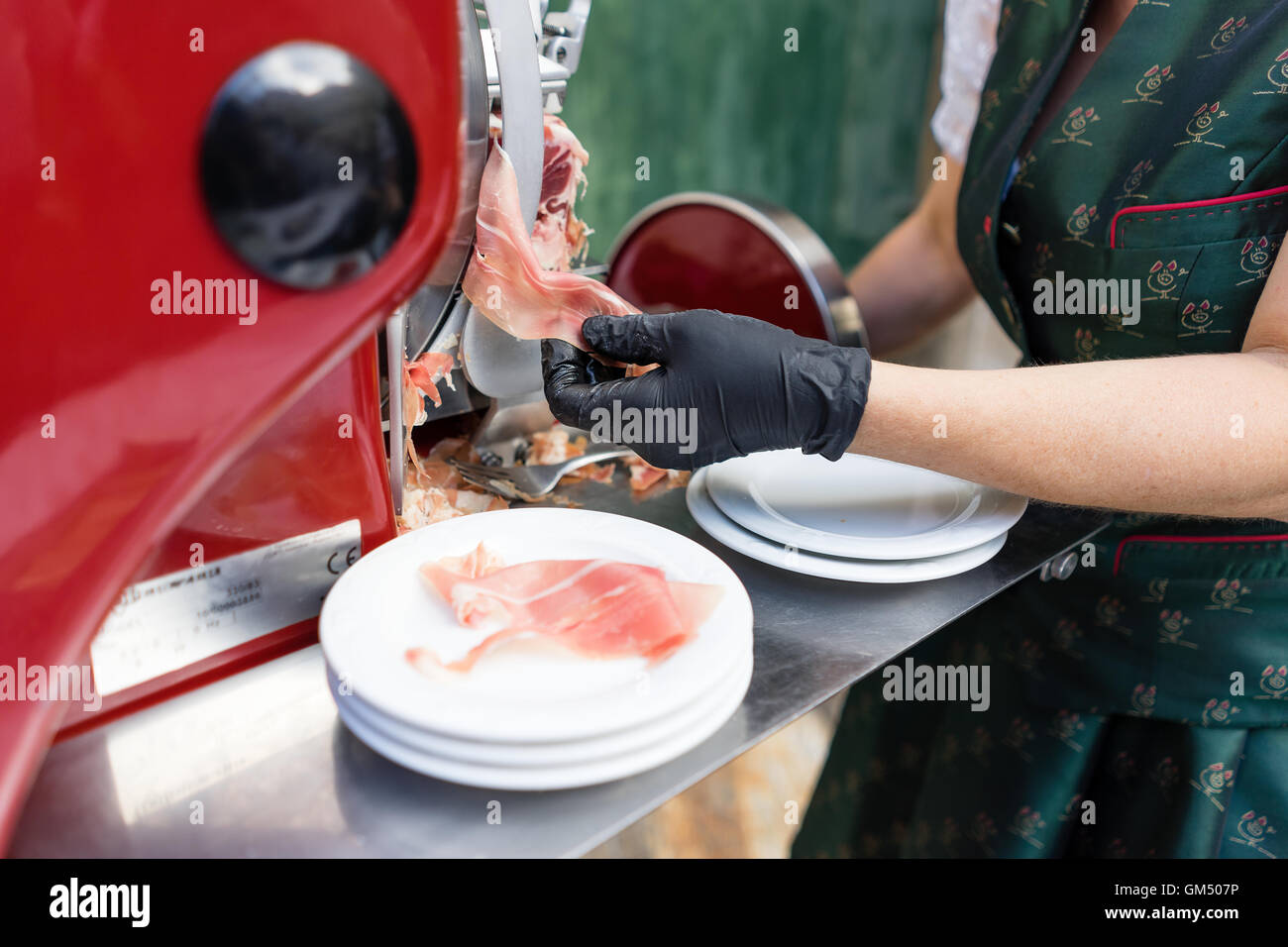 Appetizer with Vulcano ham at the Long Table - Lange Tafel der Genusshauptstadt Graz Stock Photo