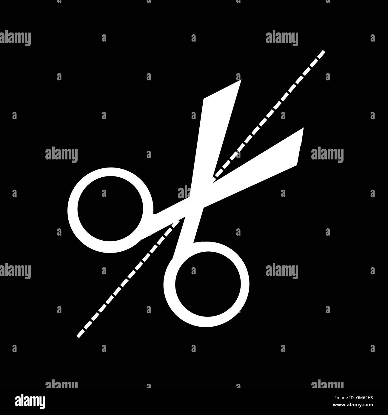 Cutting line scissors icon Black and White Stock Photos & Images - Alamy