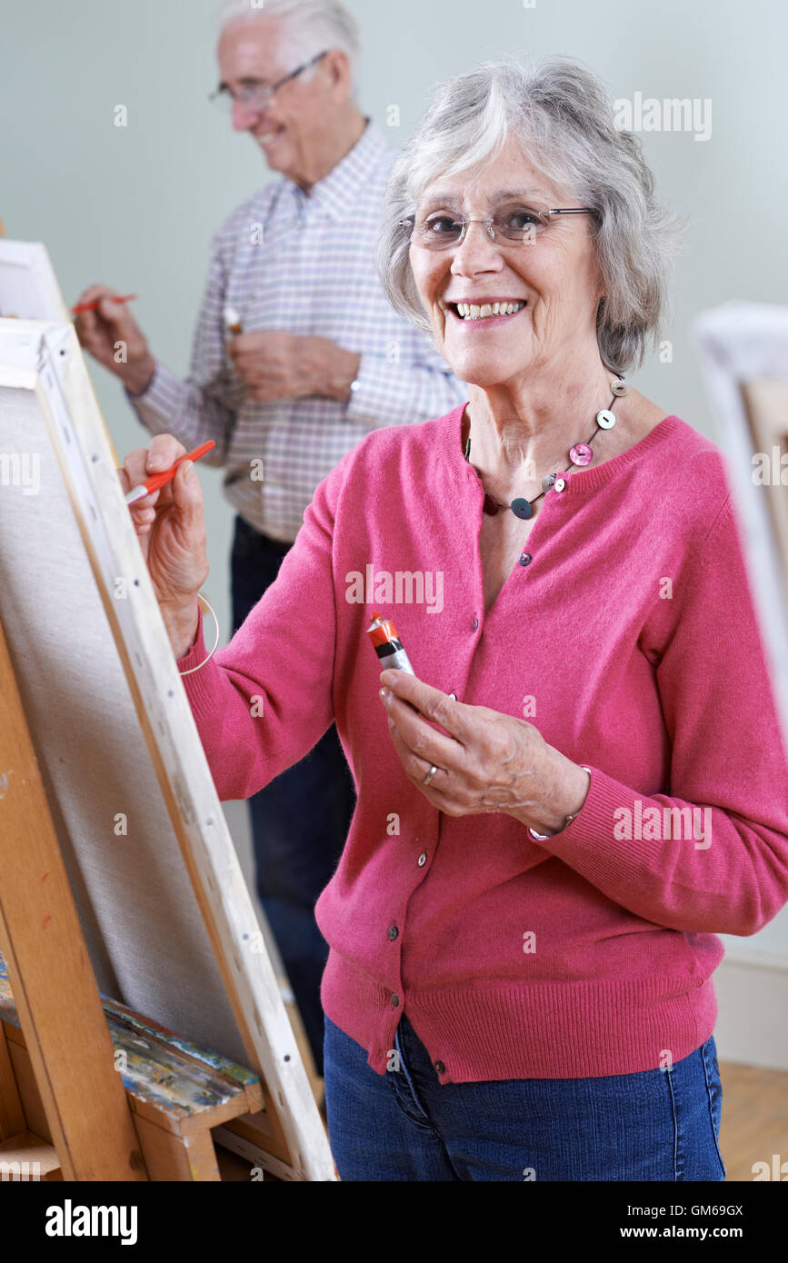 Seniors Attending Painting Class Together Stock Photo Alamy