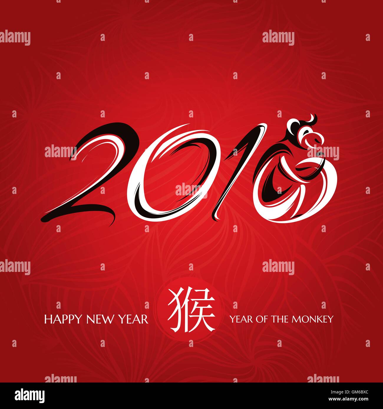 Chinese new year greeting card with monkey Stock Vector