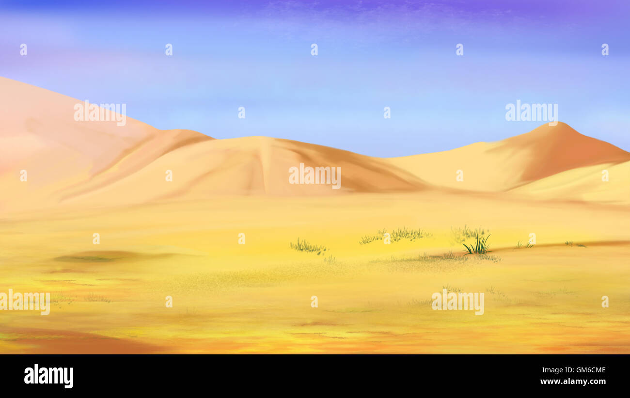 Sand dunes under a blue sky in a desert Stock Photo - Alamy