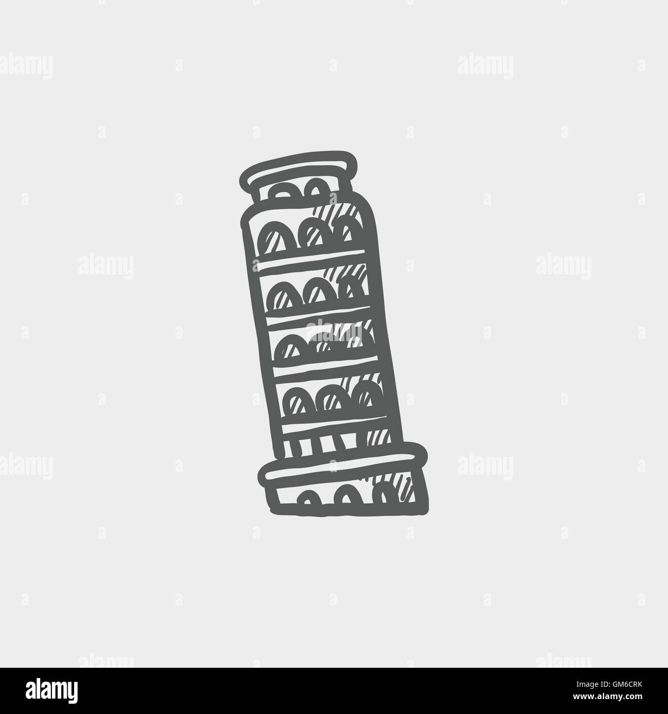 Leaning tower of pisa sketch icon Stock Vector