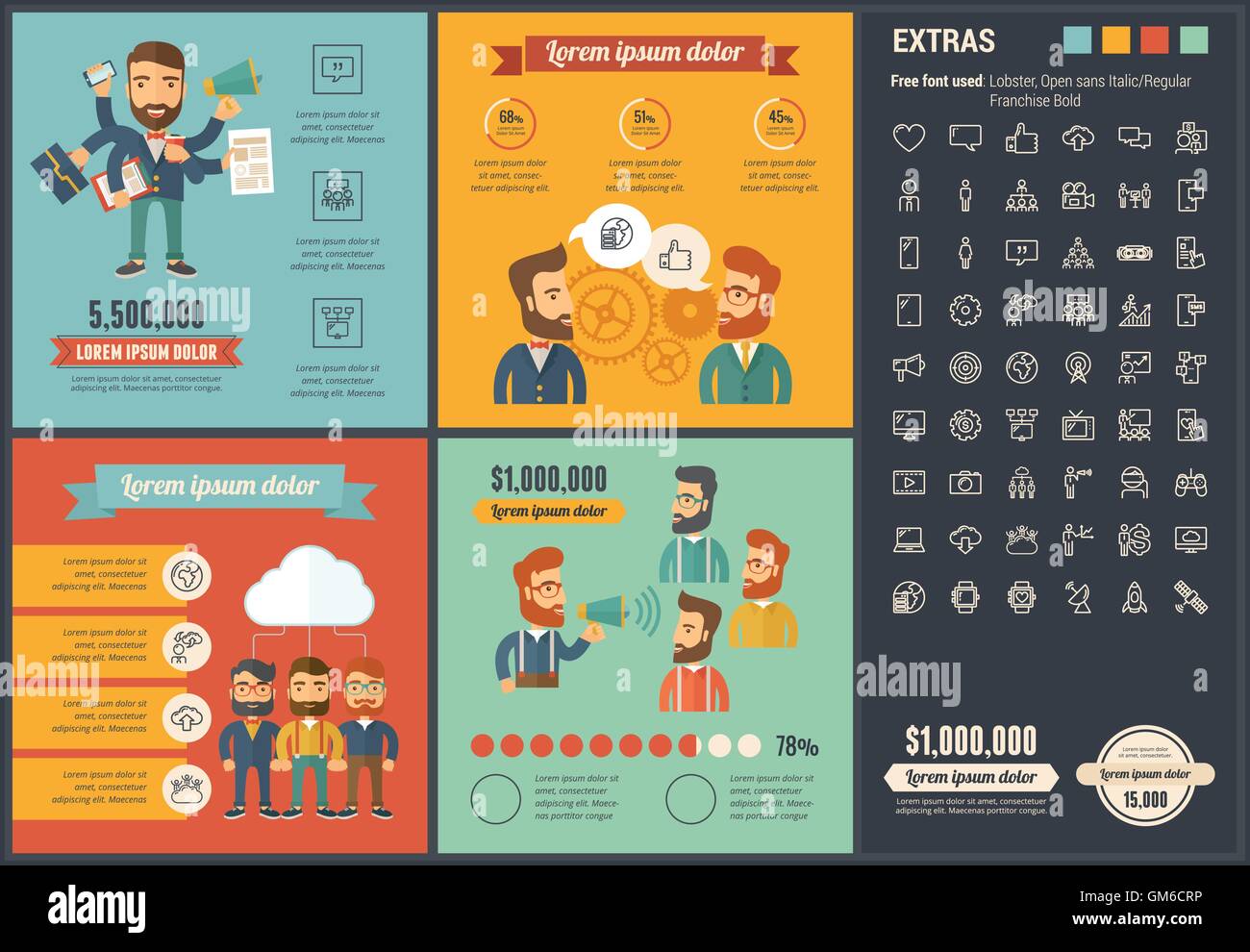 Social Media flat design Infographic Template Stock Vector Image & Art ...