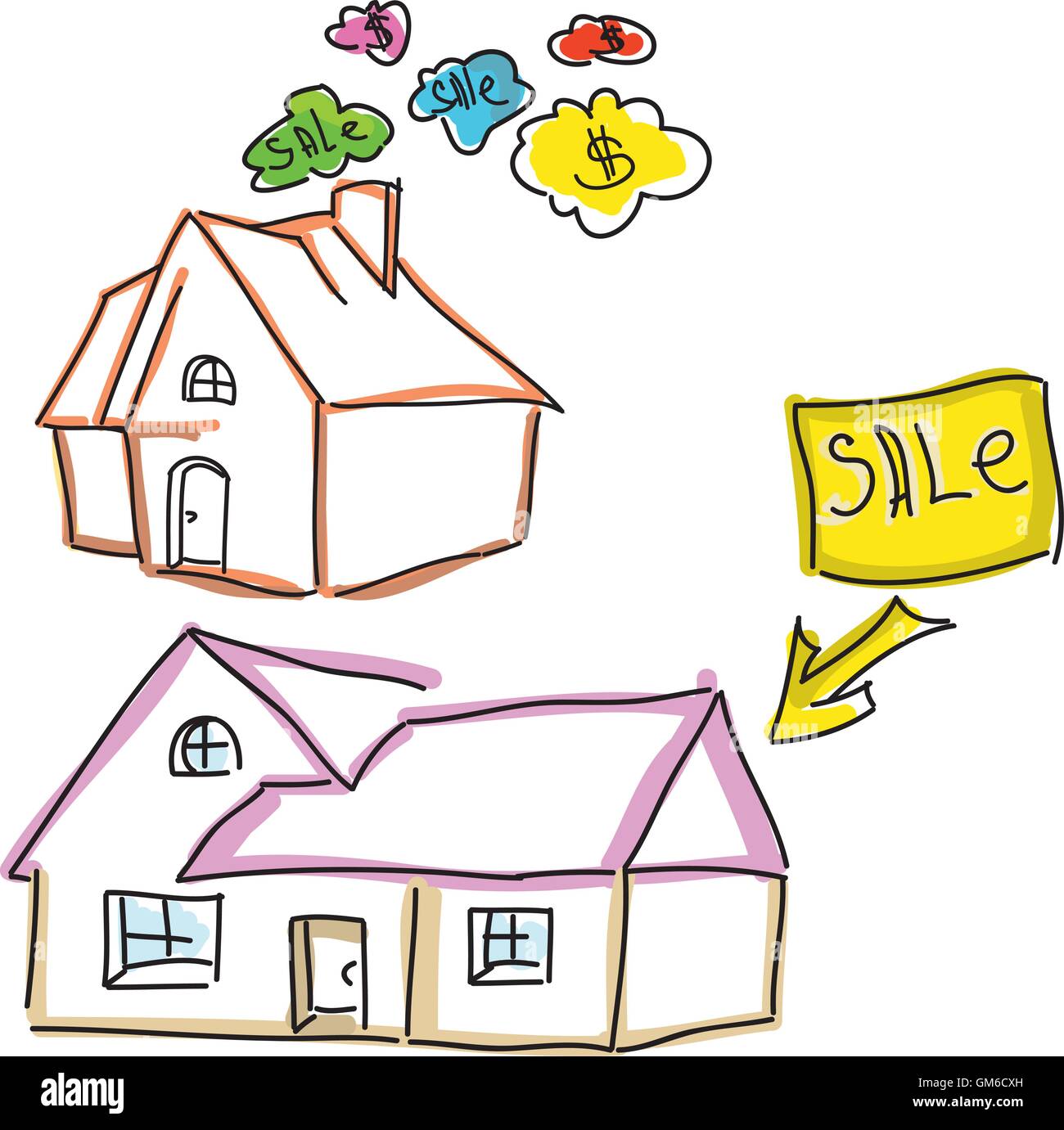 Drawn colored houses for sale Stock Vector Image & Art Alamy