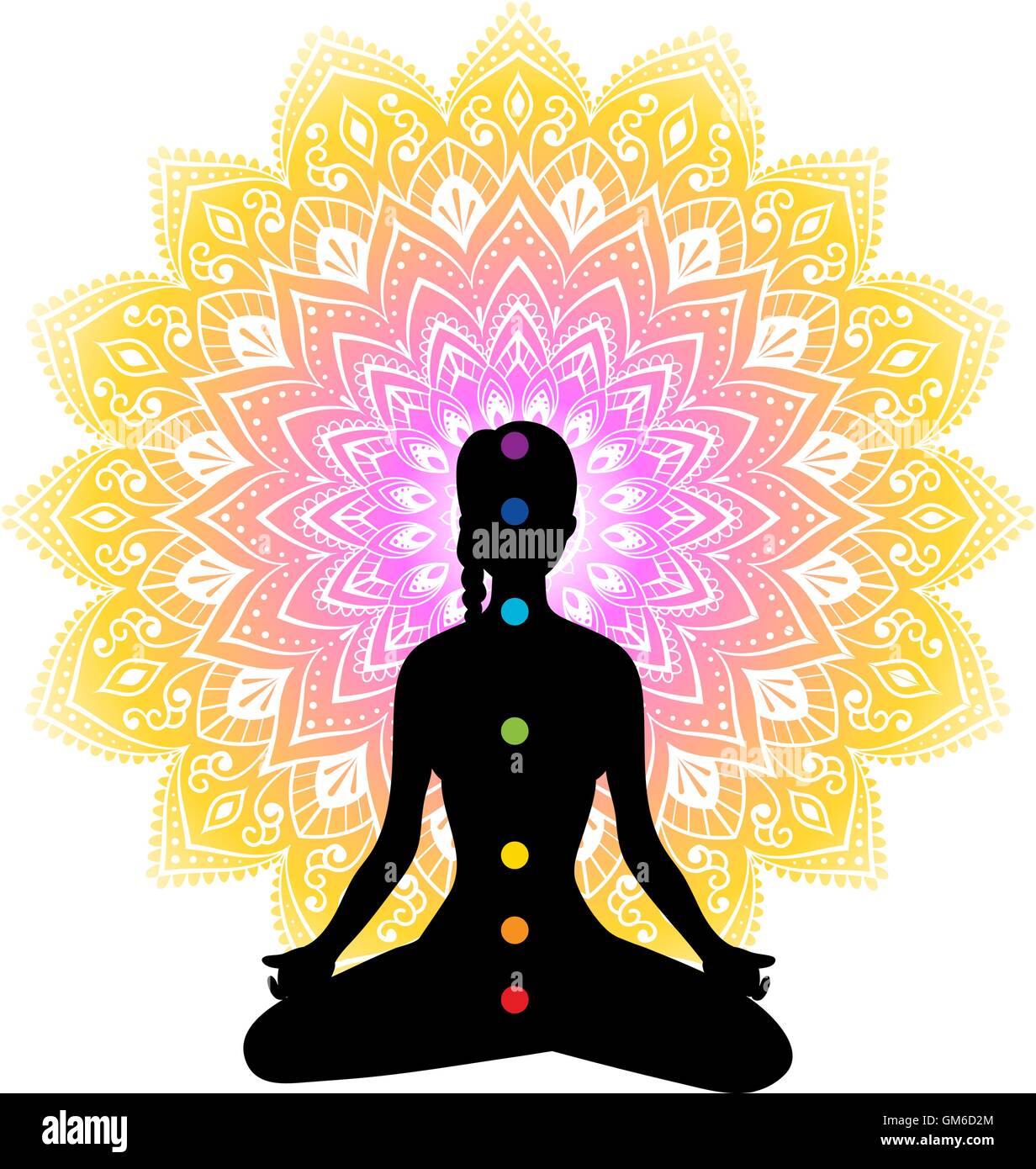 Color chakras with woman Stock Vector