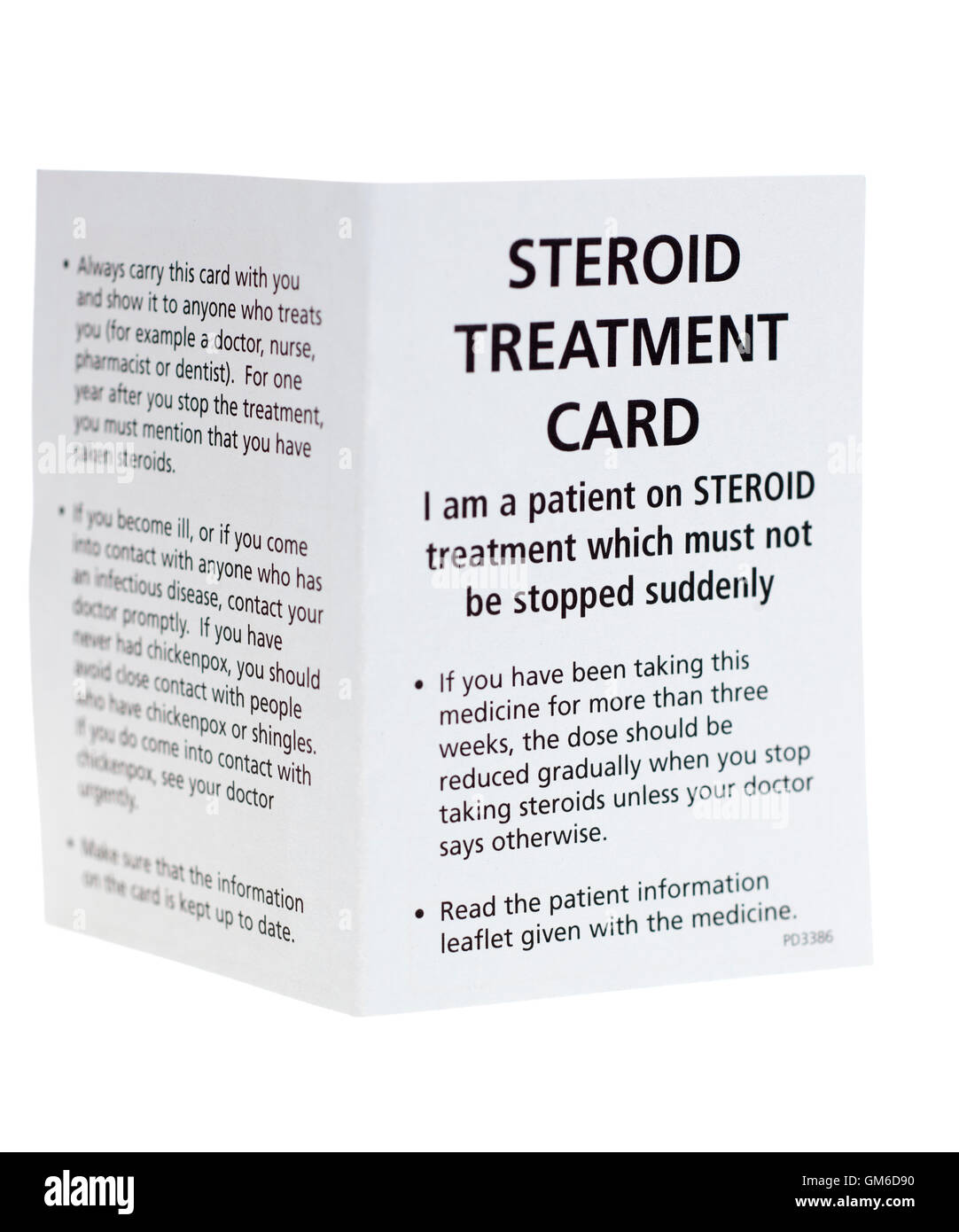 Steroid Treatment Card Stock Photo
