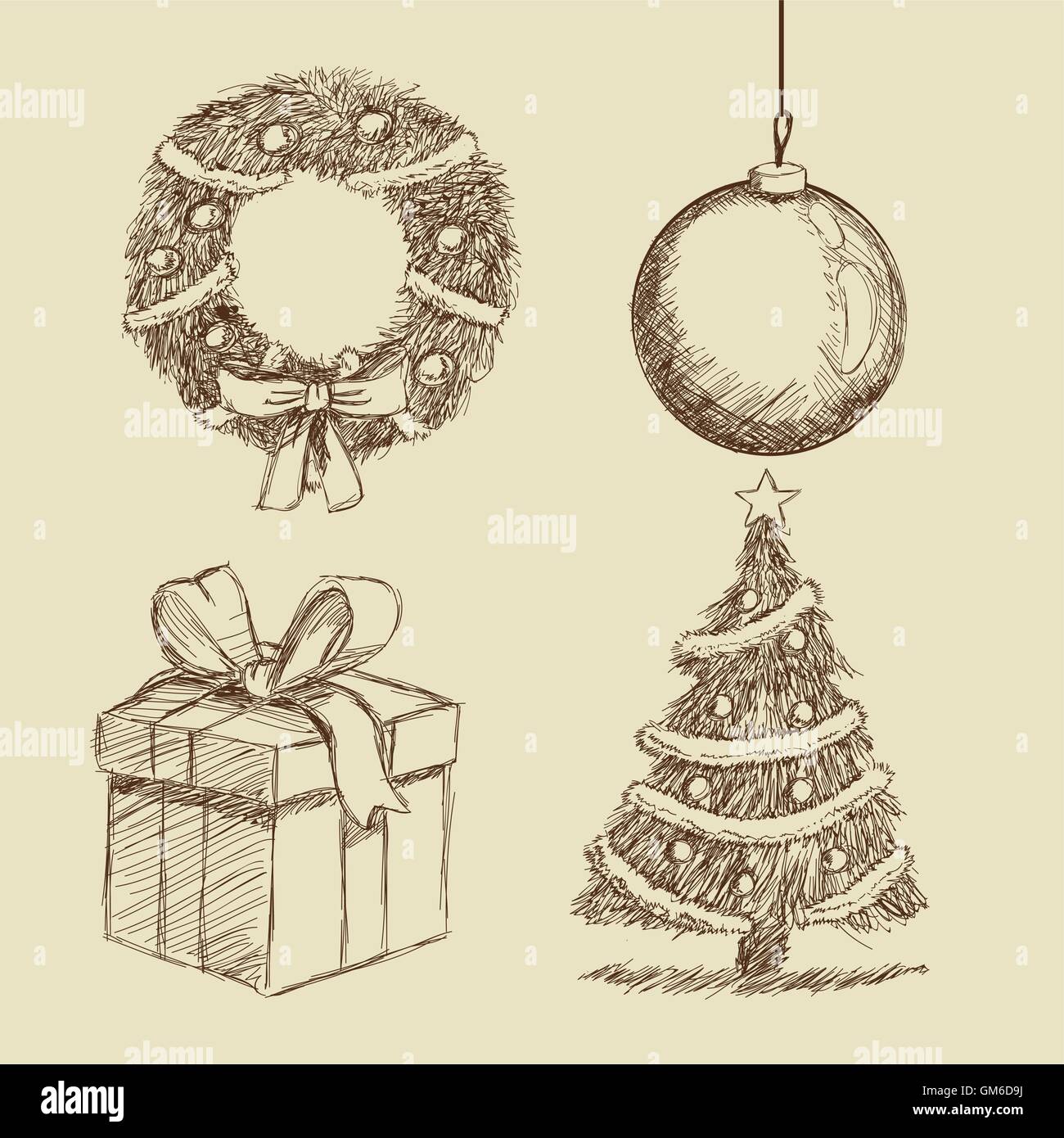 merry christmas sketch design Stock Vector Image & Art - Alamy