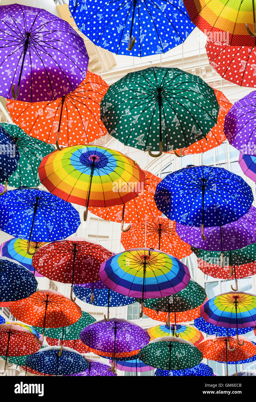 Detail of floating umbrellas art installation at the Dubai Mall, Dubai, UAE  Stock Photo - Alamy