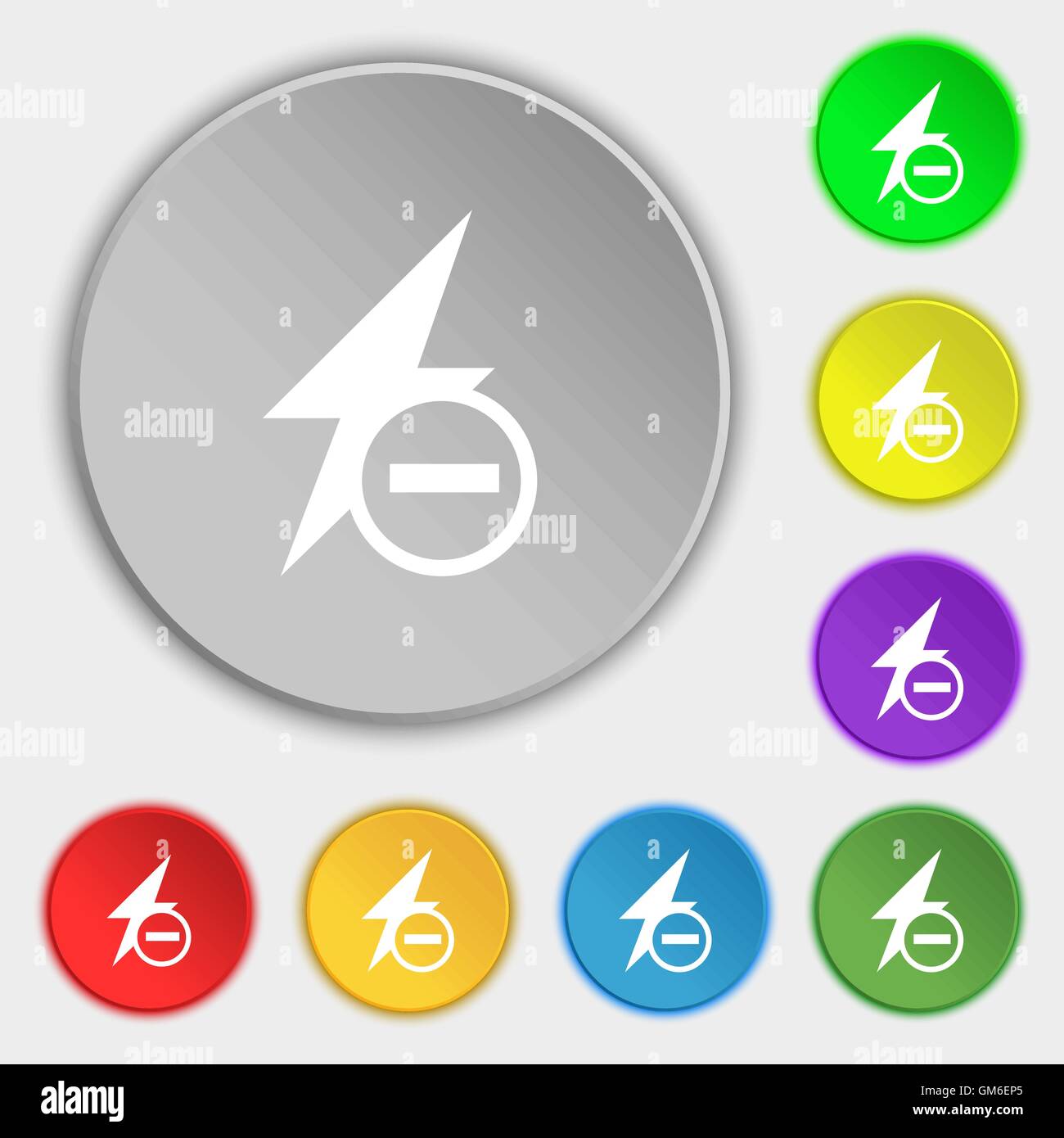 Photo flash icon sign. Symbols on eight flat buttons. Vector Stock ...