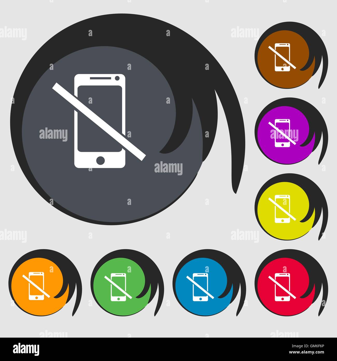 Do not call. Smartphone signs icon. Support symbol. Symbols on eight colored buttons. Vector Stock Vector